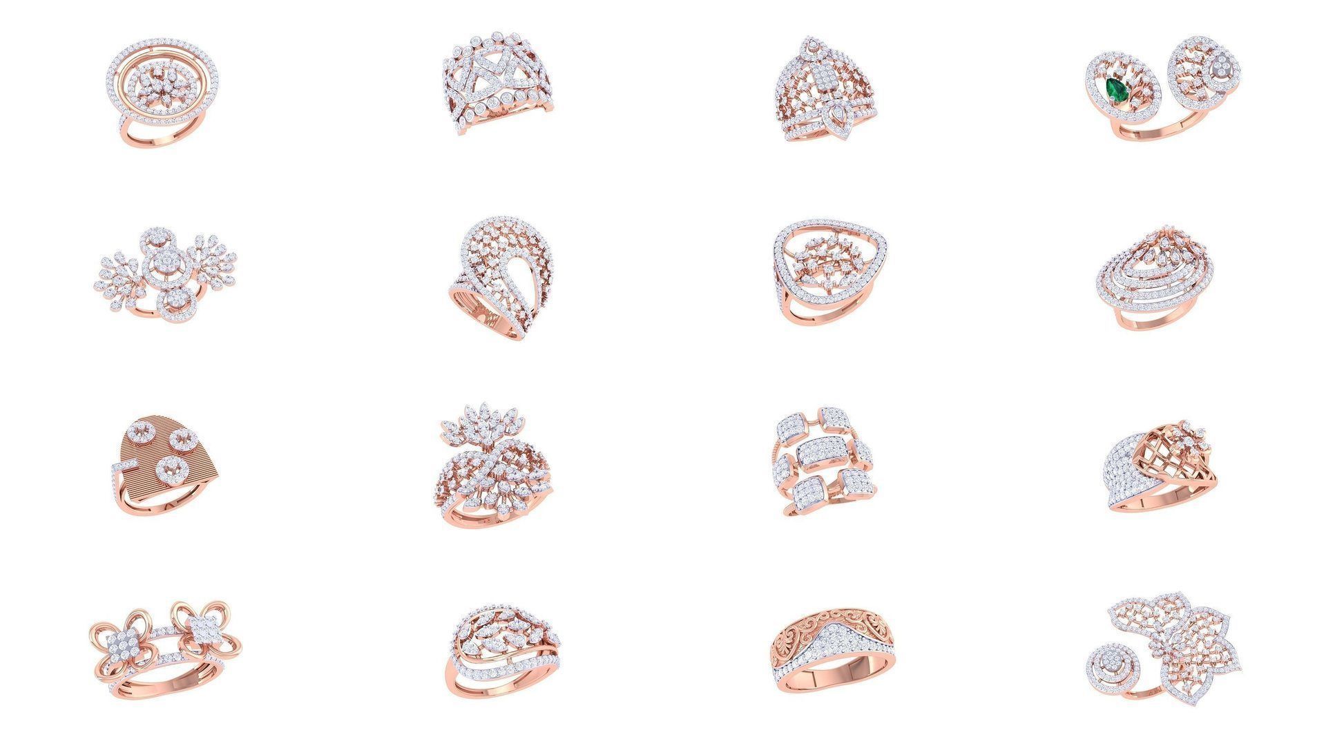 1077 High Jewelry Diamond Cocktail Ring 3dm stl obj renders 3D Model Collection_115