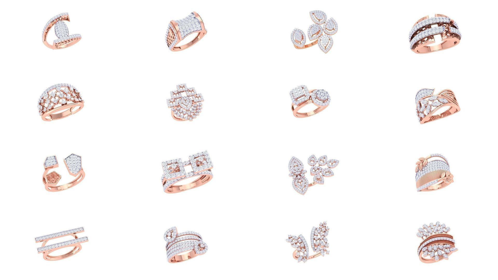 1077 High Jewelry Diamond Cocktail Ring 3dm stl obj renders 3D Model Collection_113