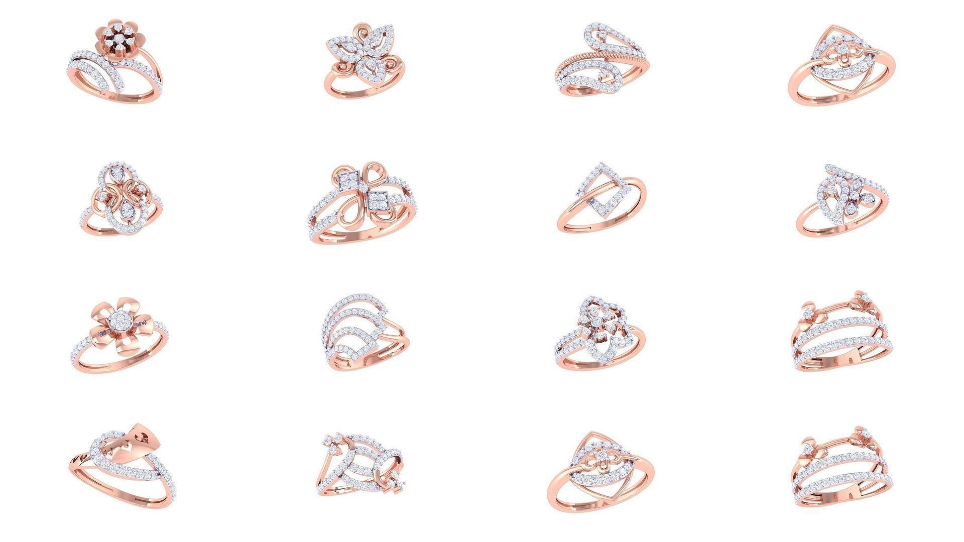 1077 High Jewelry Diamond Cocktail Ring 3dm stl obj renders 3D Model Collection_137