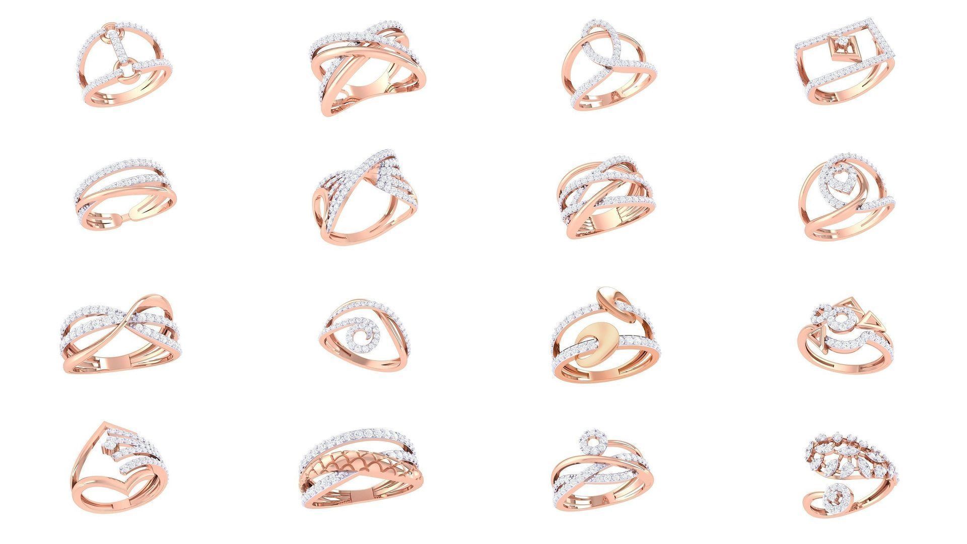 1077 High Jewelry Diamond Cocktail Ring 3dm stl obj renders 3D Model Collection_81