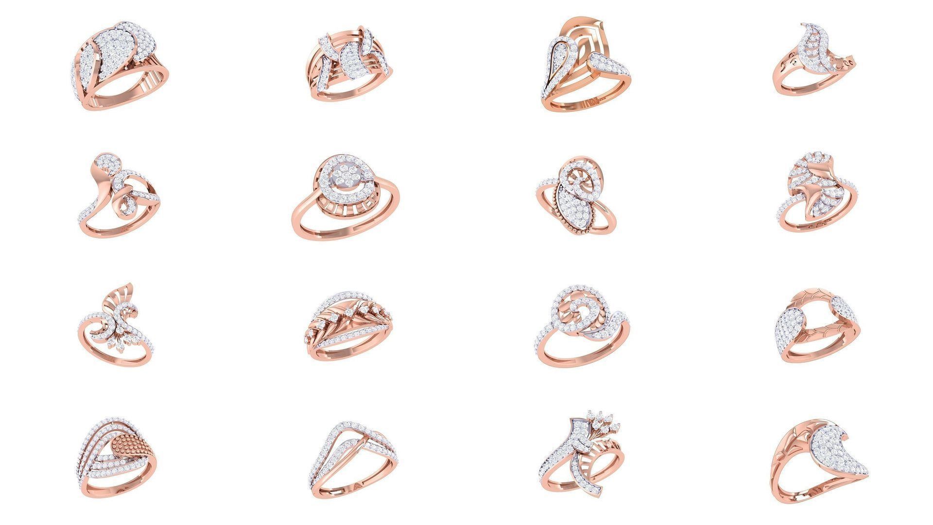 1077 High Jewelry Diamond Cocktail Ring 3dm stl obj renders 3D Model Collection_145