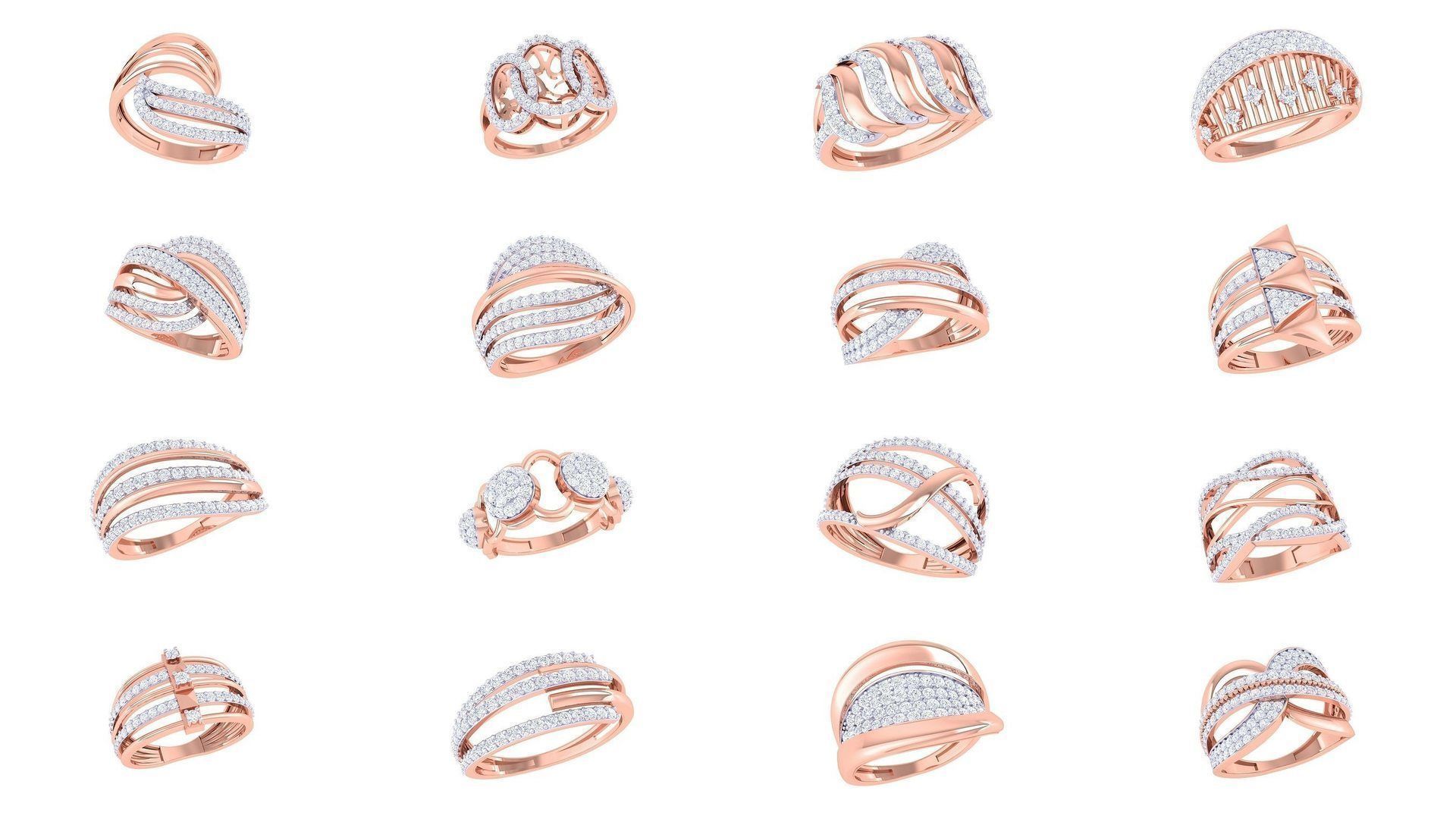 1077 High Jewelry Diamond Cocktail Ring 3dm stl obj renders 3D Model Collection_123