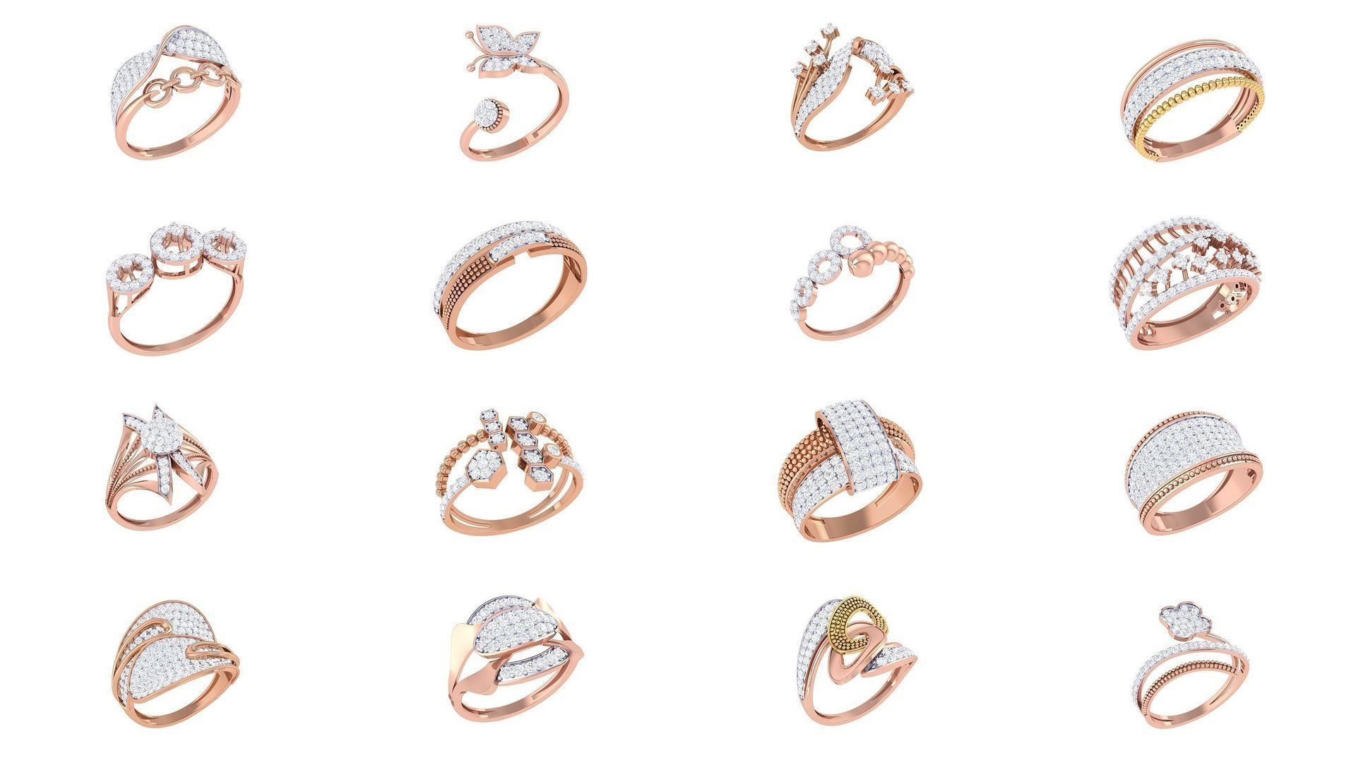 1077 High Jewelry Diamond Cocktail Ring 3dm stl obj renders 3D Model Collection_53