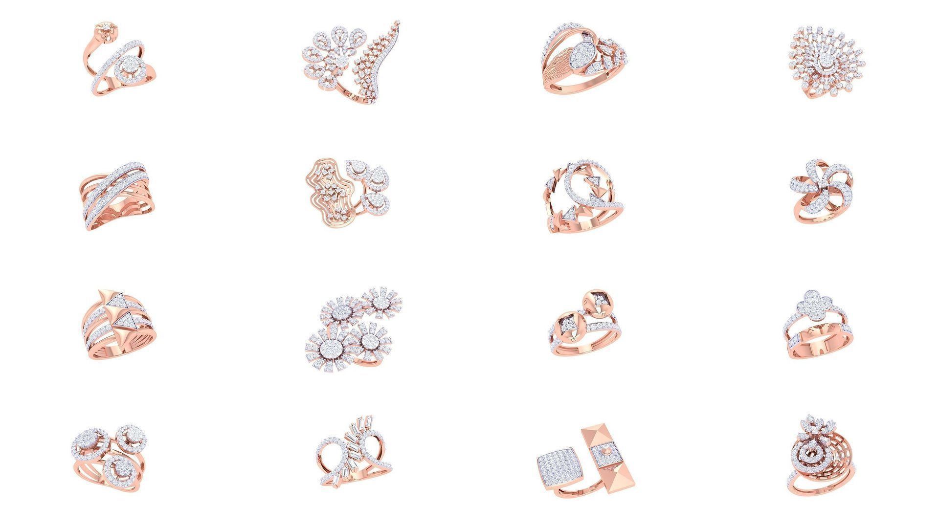 1077 High Jewelry Diamond Cocktail Ring 3dm stl obj renders 3D Model Collection_101