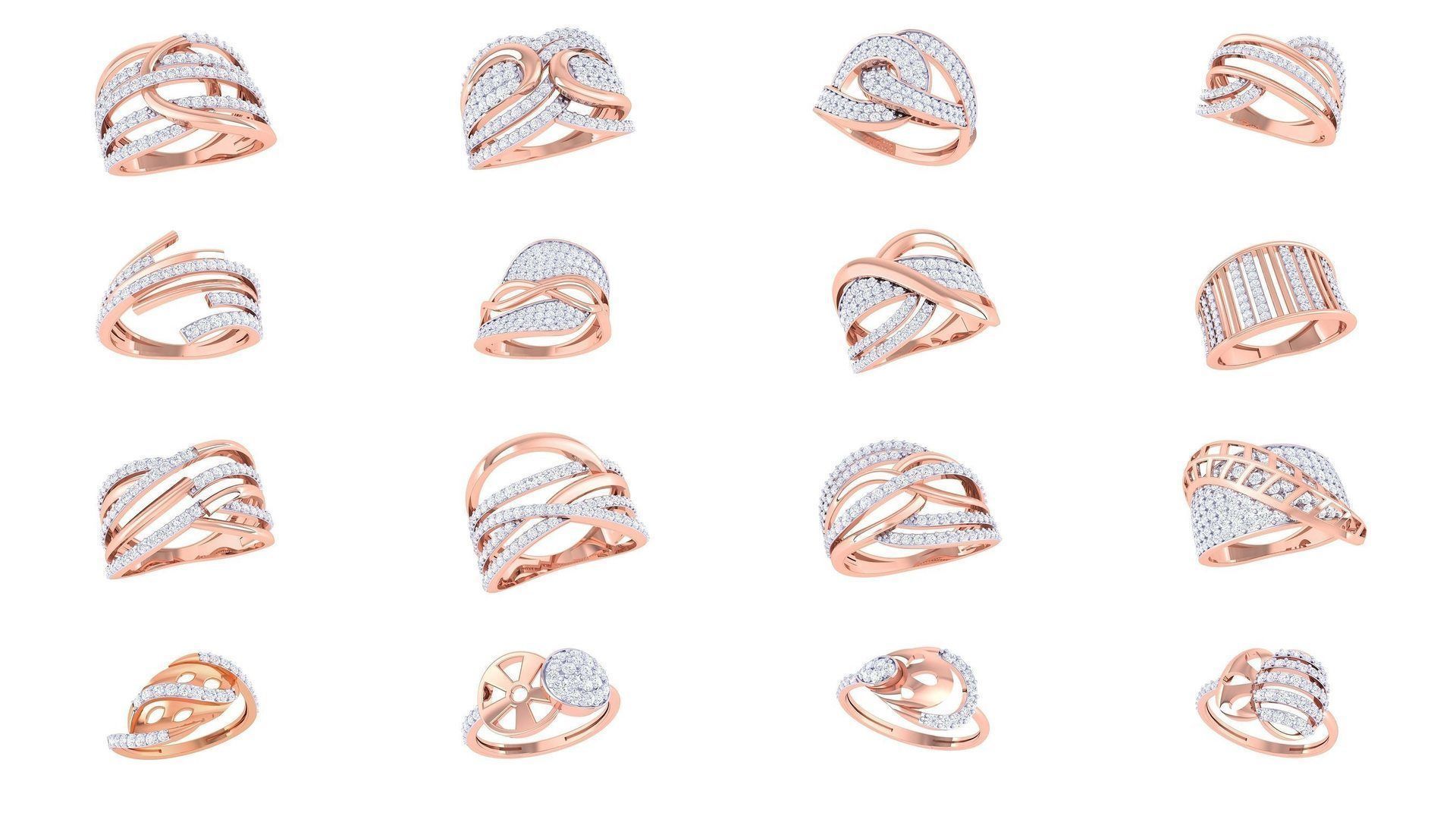 1077 High Jewelry Diamond Cocktail Ring 3dm stl obj renders 3D Model Collection_125