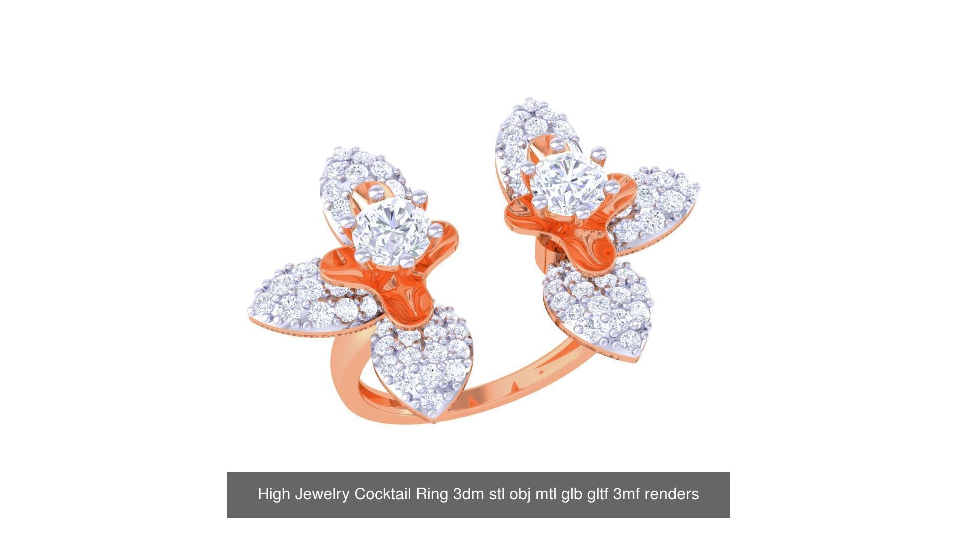 1077 High Jewelry Diamond Cocktail Ring 3dm stl obj renders 3D Model Collection_71