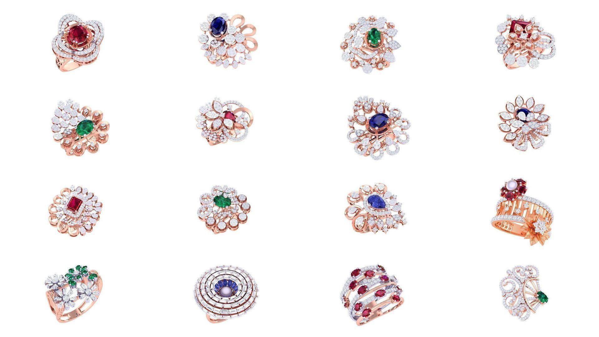 1077 High Jewelry Diamond Cocktail Ring 3dm stl obj renders 3D Model Collection_9