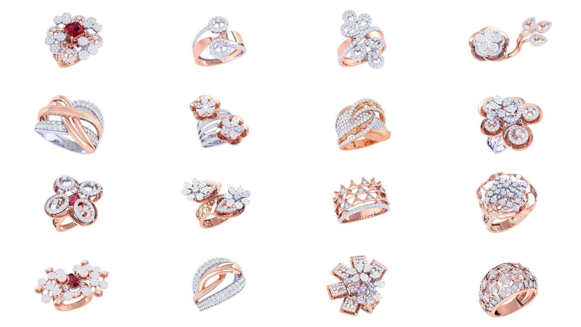 1077 High Jewelry Diamond Cocktail Ring 3dm stl obj renders 3D Model Collection_89