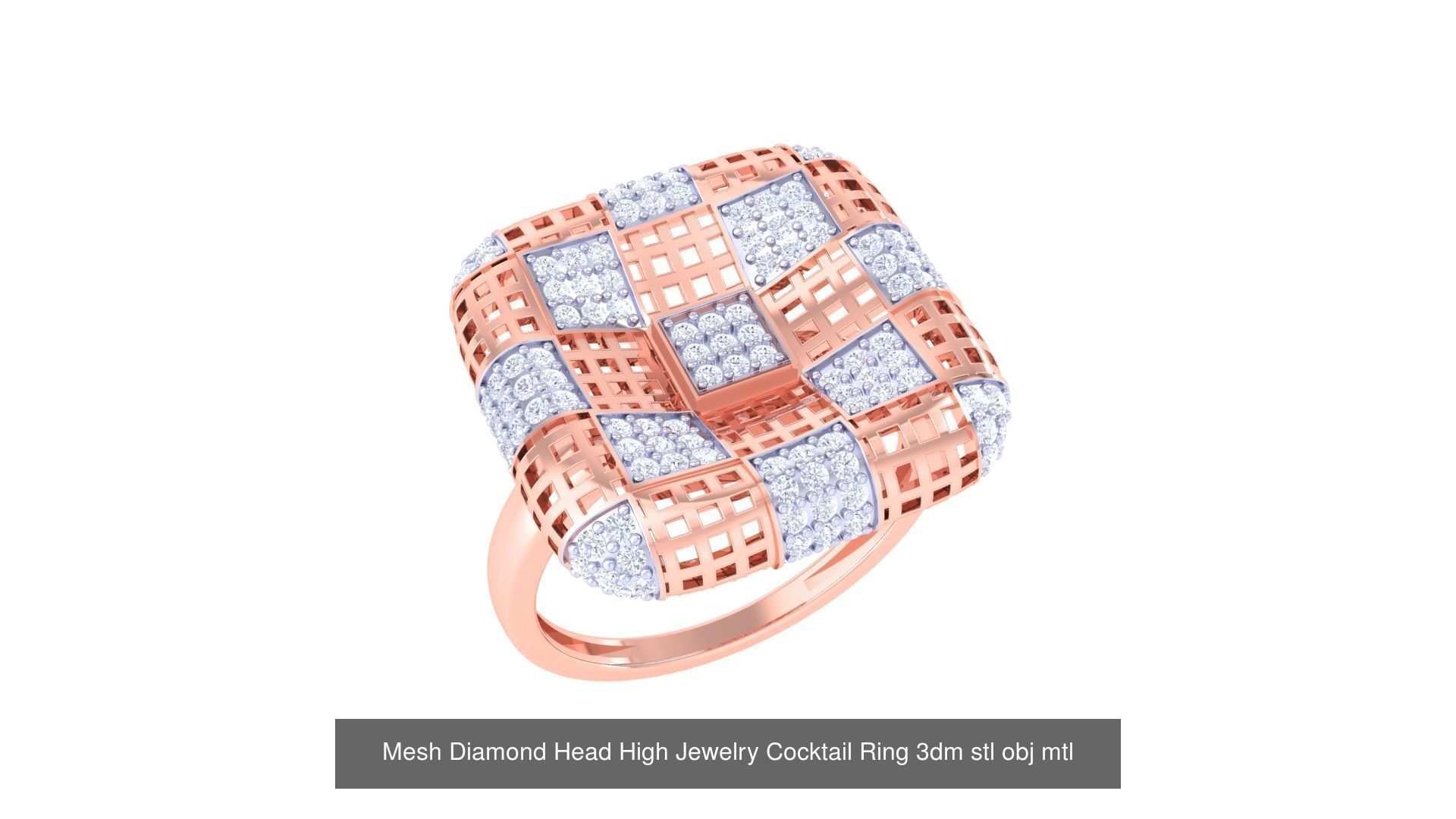 1077 High Jewelry Diamond Cocktail Ring 3dm stl obj renders 3D Model Collection_176