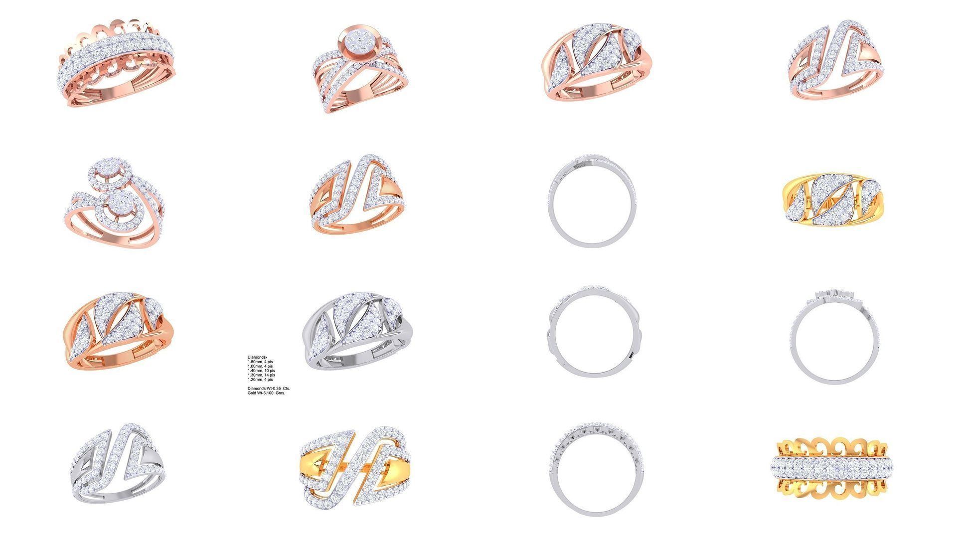 1077 High Jewelry Diamond Cocktail Ring 3dm stl obj renders 3D Model Collection_163