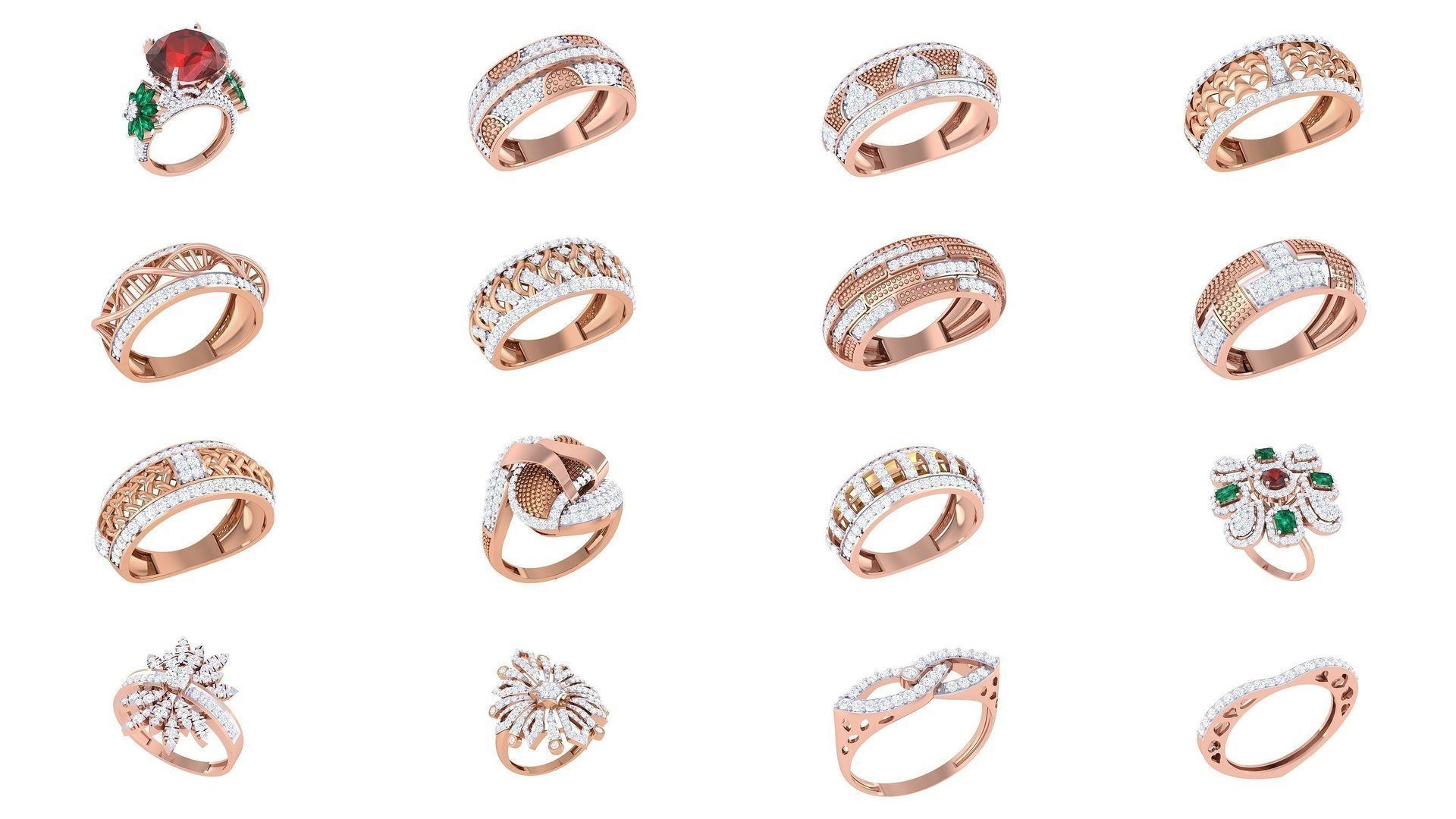 1077 High Jewelry Diamond Cocktail Ring 3dm stl obj renders 3D Model Collection_153