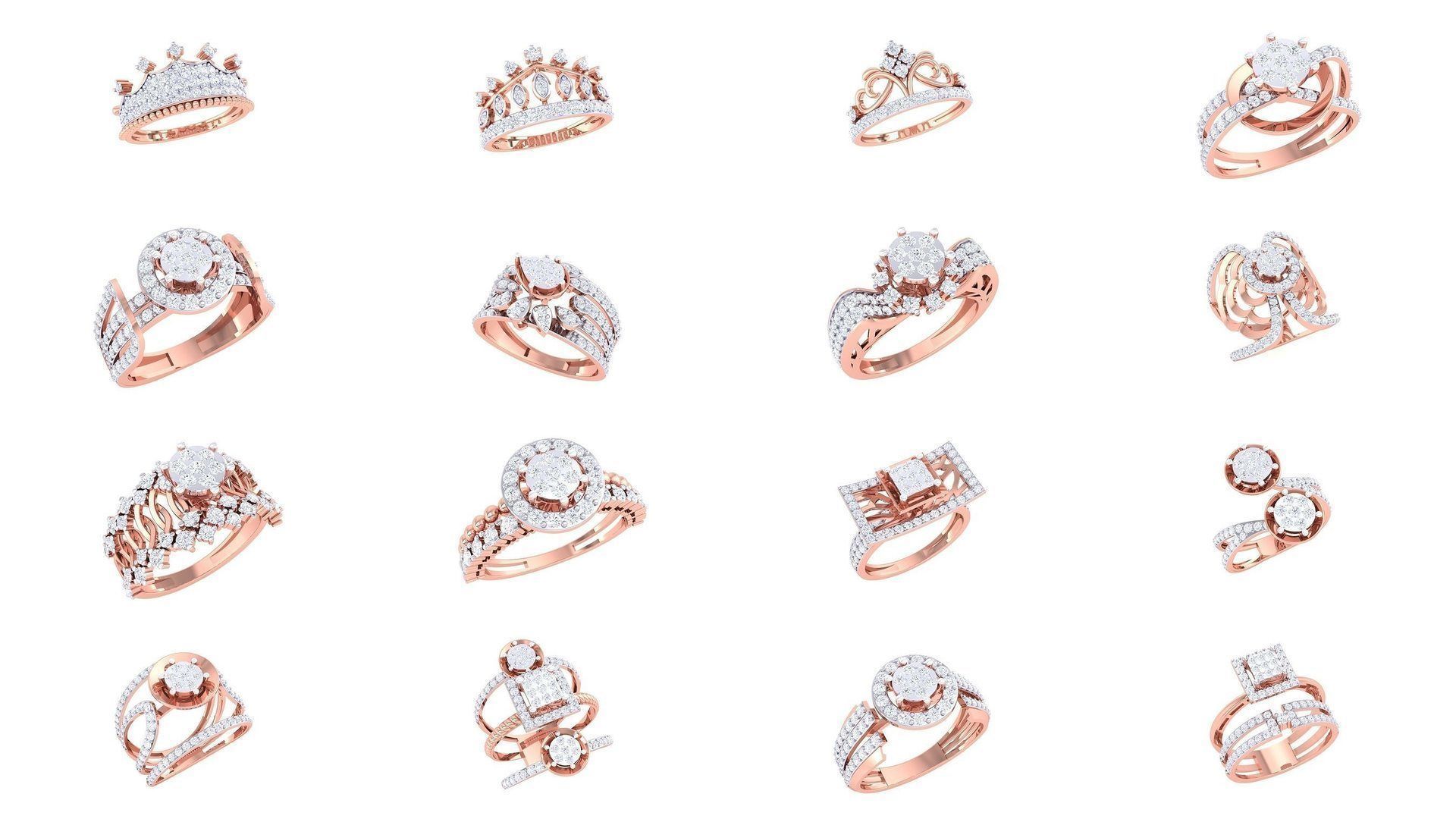 1077 High Jewelry Diamond Cocktail Ring 3dm stl obj renders 3D Model Collection_25