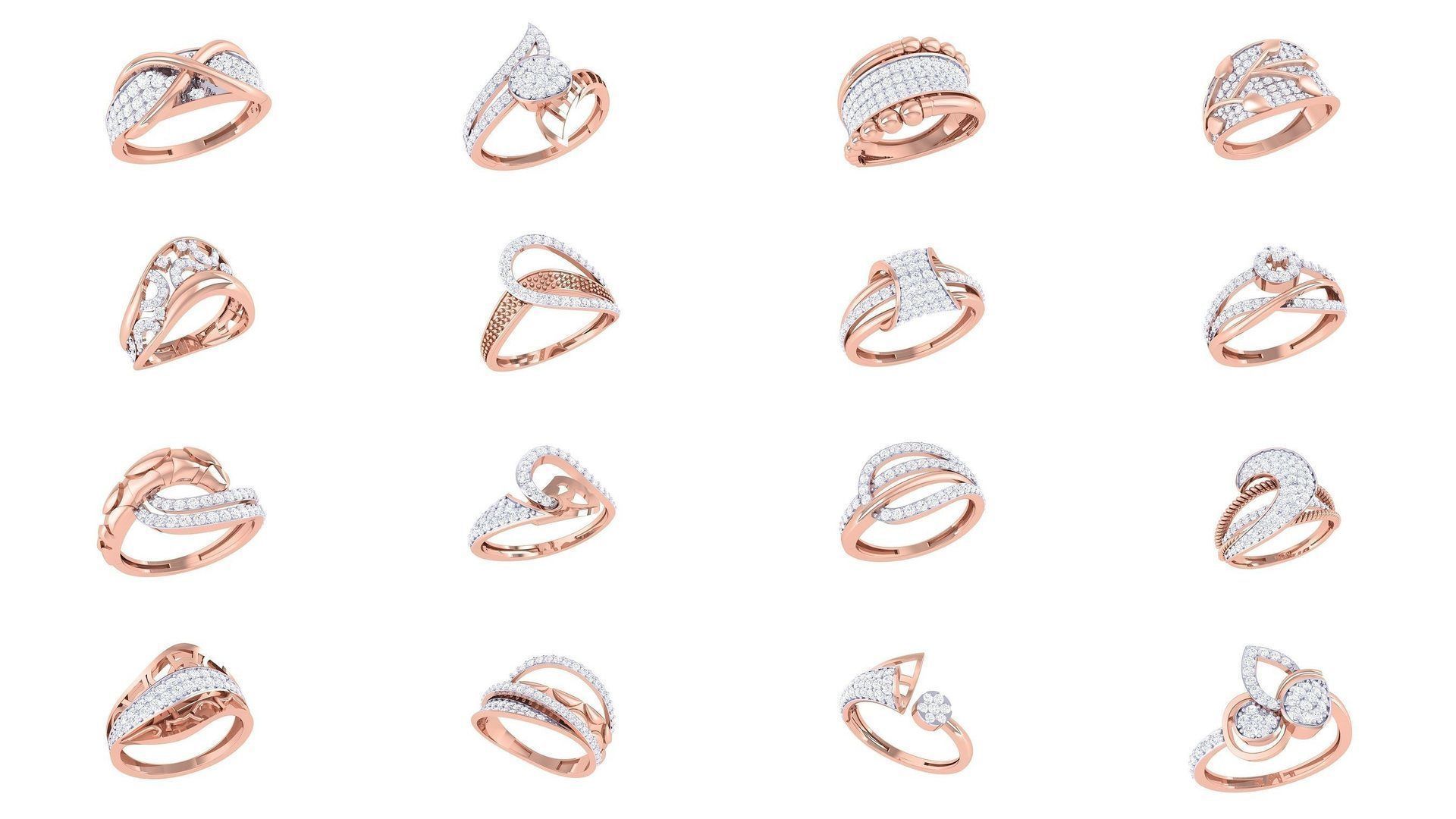 1077 High Jewelry Diamond Cocktail Ring 3dm stl obj renders 3D Model Collection_147