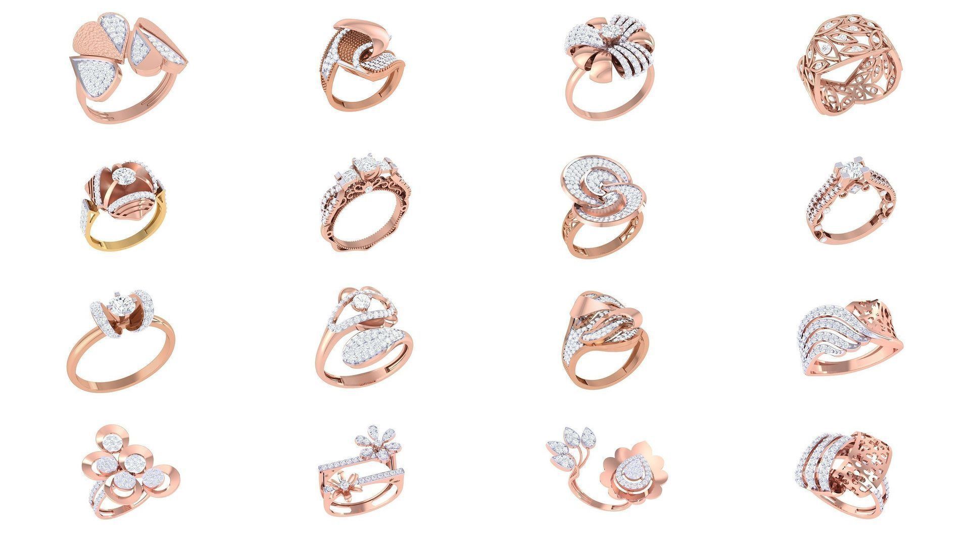 1077 High Jewelry Diamond Cocktail Ring 3dm stl obj renders 3D Model Collection_155