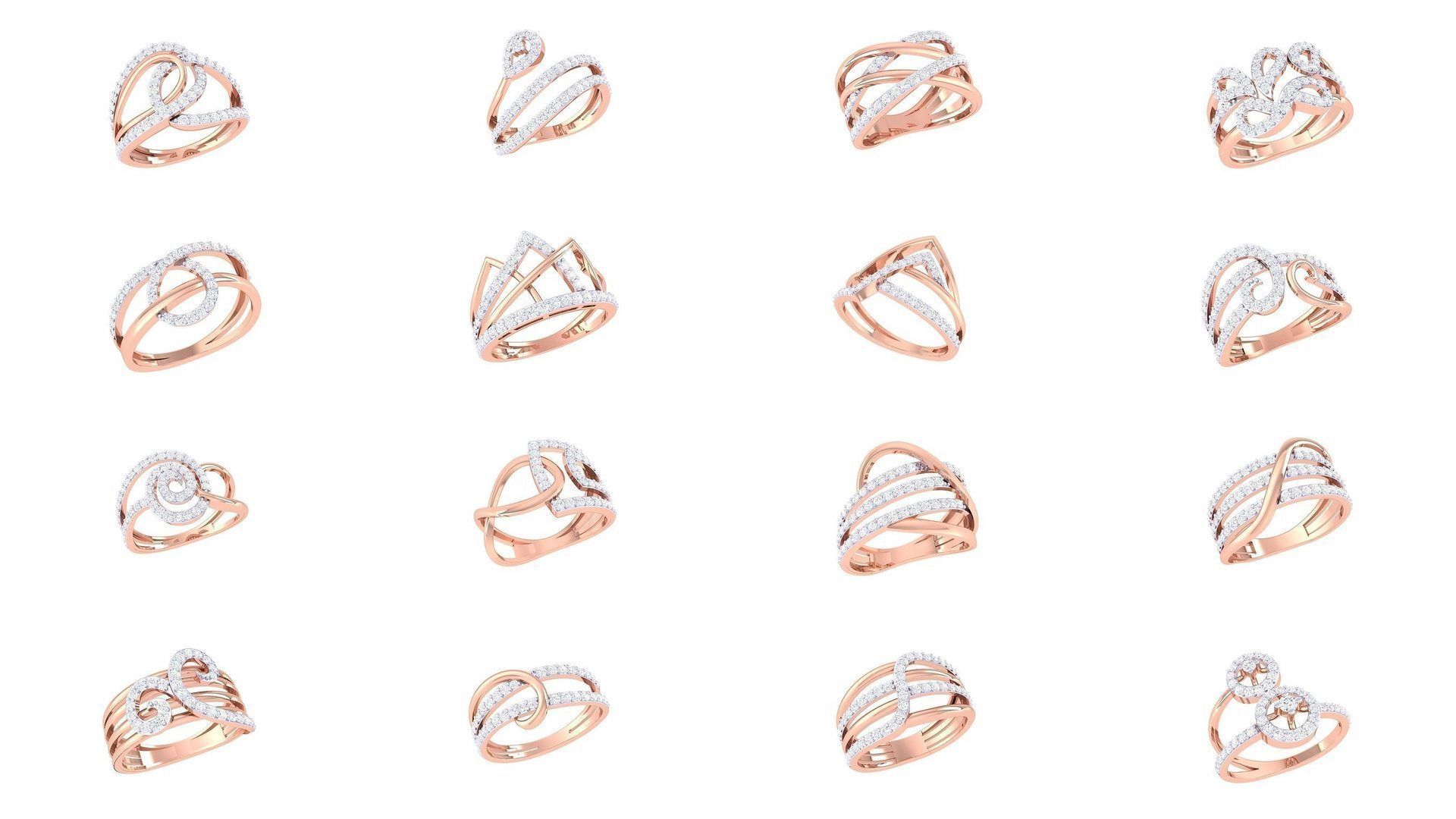 1077 High Jewelry Diamond Cocktail Ring 3dm stl obj renders 3D Model Collection_85