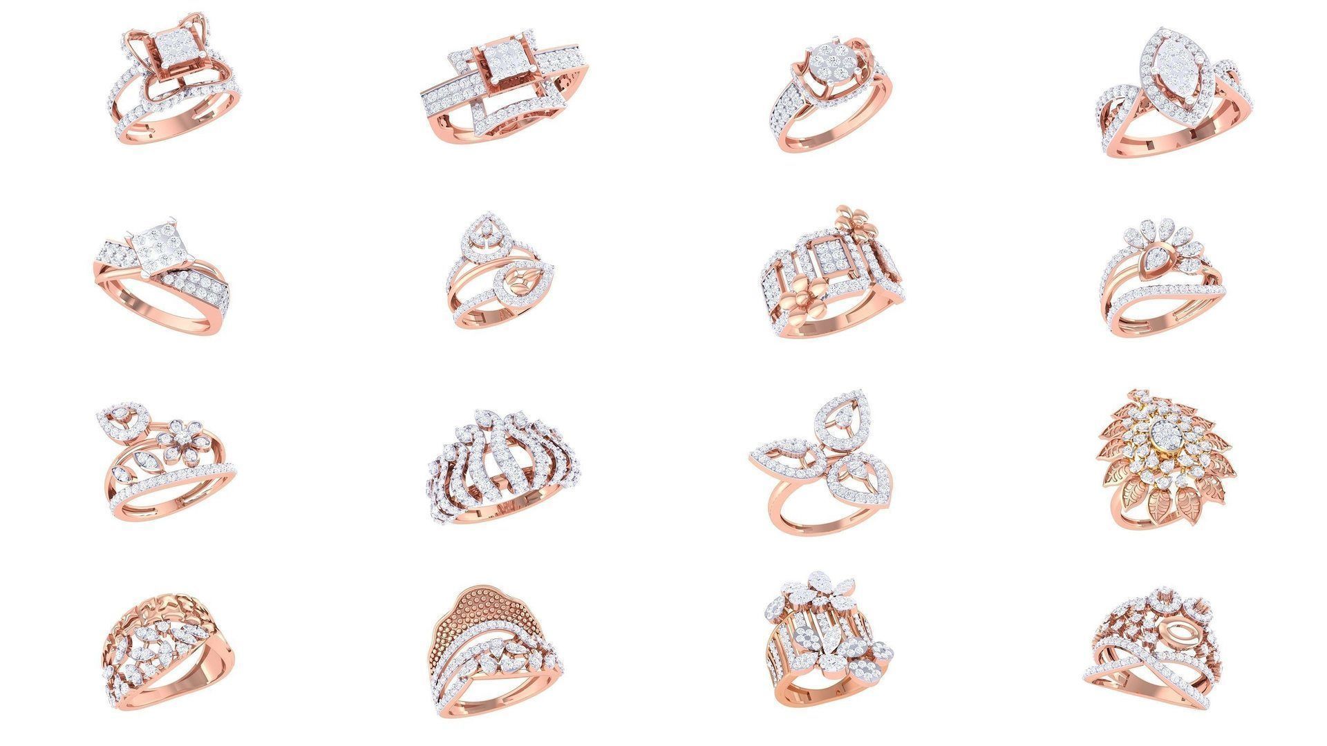 1077 High Jewelry Diamond Cocktail Ring 3dm stl obj renders 3D Model Collection_35