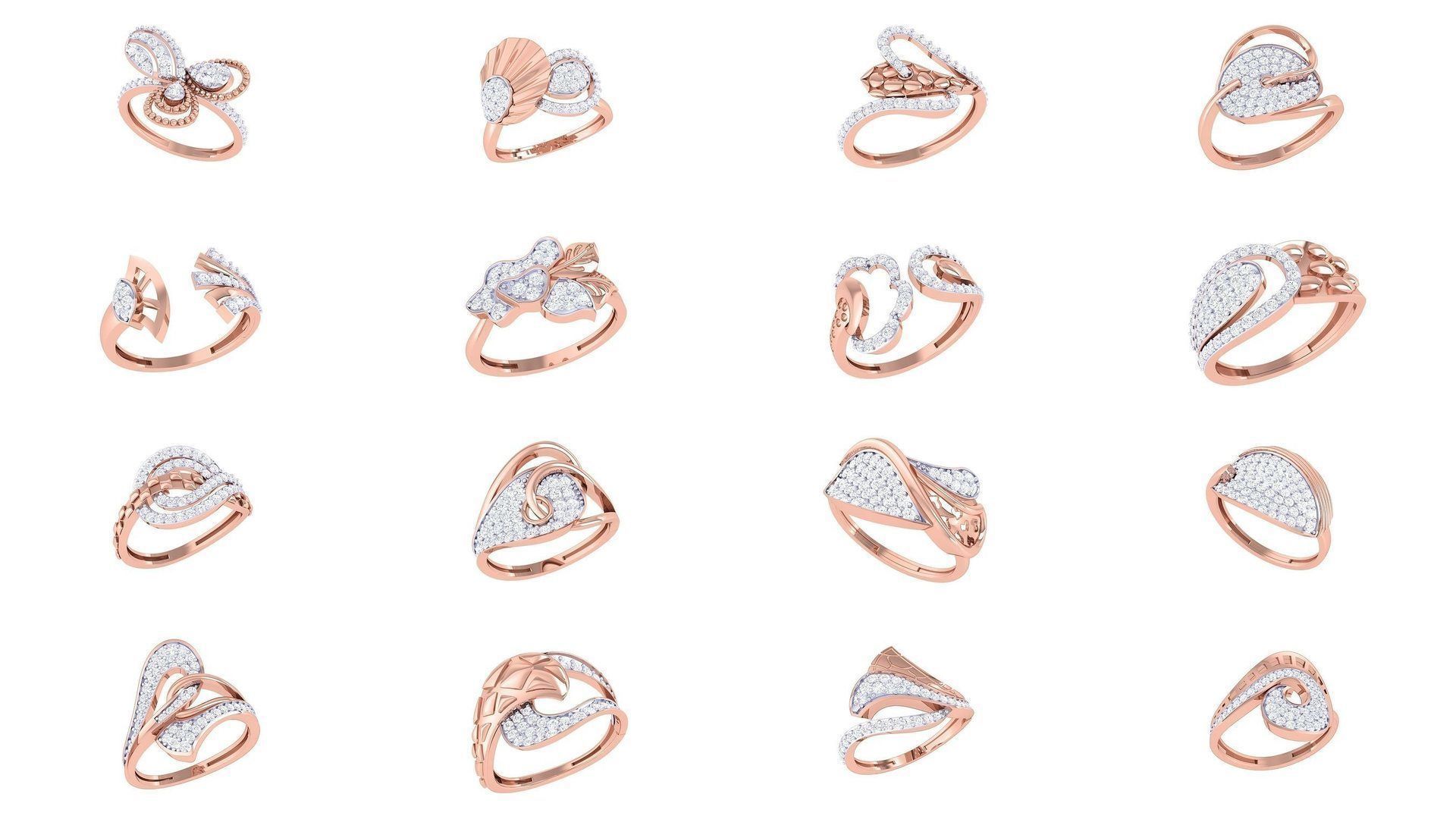 1077 High Jewelry Diamond Cocktail Ring 3dm stl obj renders 3D Model Collection_149