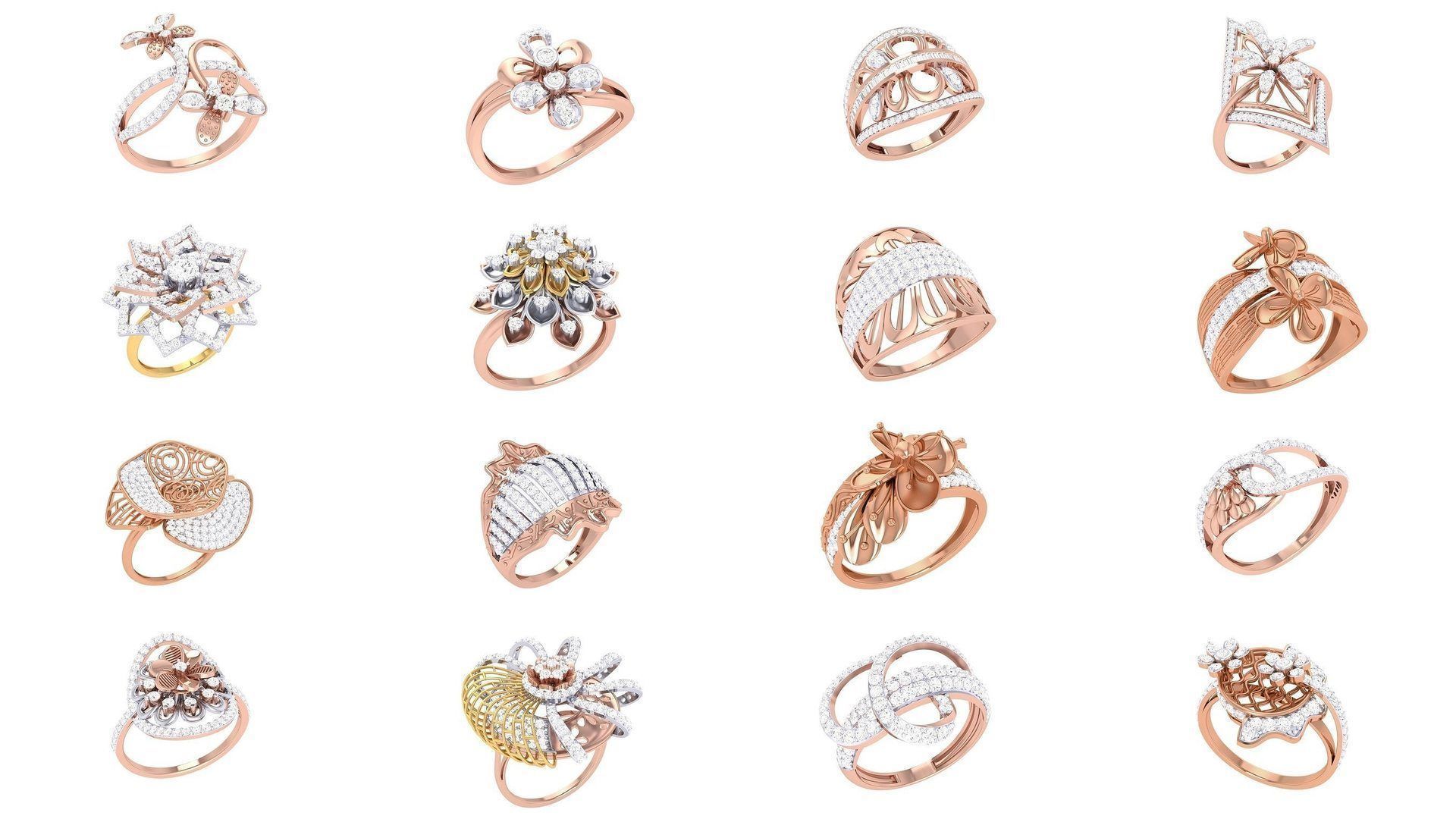 1077 High Jewelry Diamond Cocktail Ring 3dm stl obj renders 3D Model Collection_65