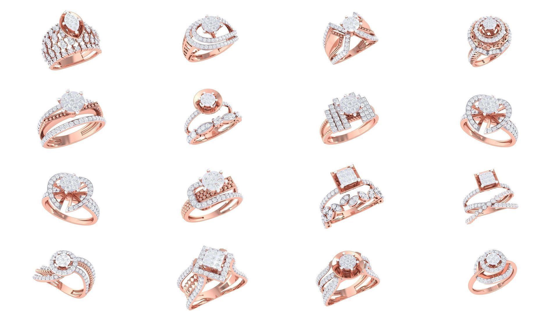 1077 High Jewelry Diamond Cocktail Ring 3dm stl obj renders 3D Model Collection_28