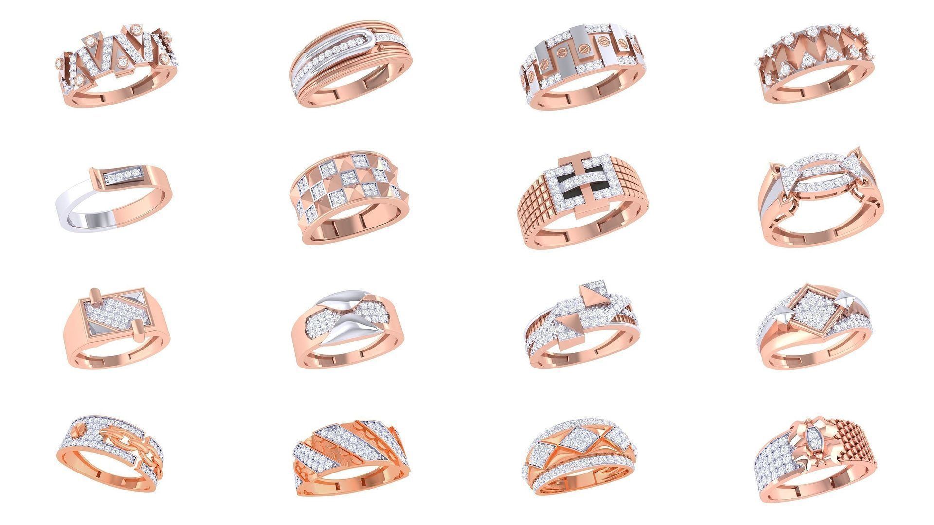 1077 High Jewelry Diamond Cocktail Ring 3dm stl obj renders 3D Model Collection_8