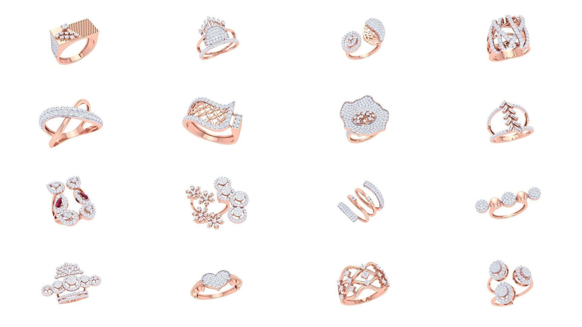 1077 High Jewelry Diamond Cocktail Ring 3dm stl obj renders 3D Model Collection_105