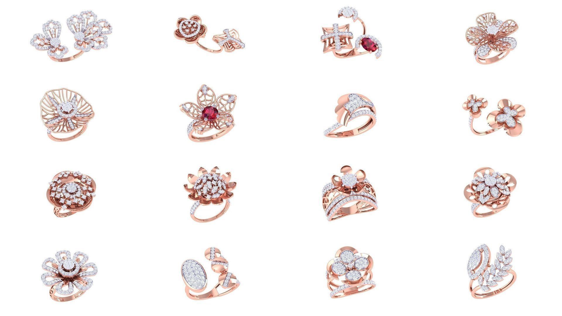 1077 High Jewelry Diamond Cocktail Ring 3dm stl obj renders 3D Model Collection_157