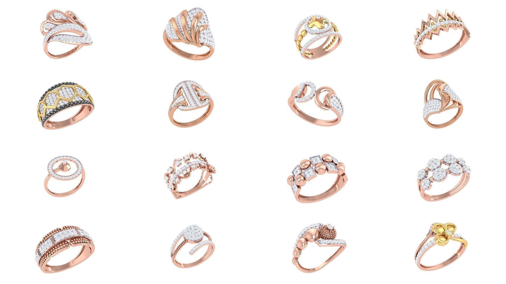 1077 High Jewelry Diamond Cocktail Ring 3dm stl obj renders 3D Model Collection_49