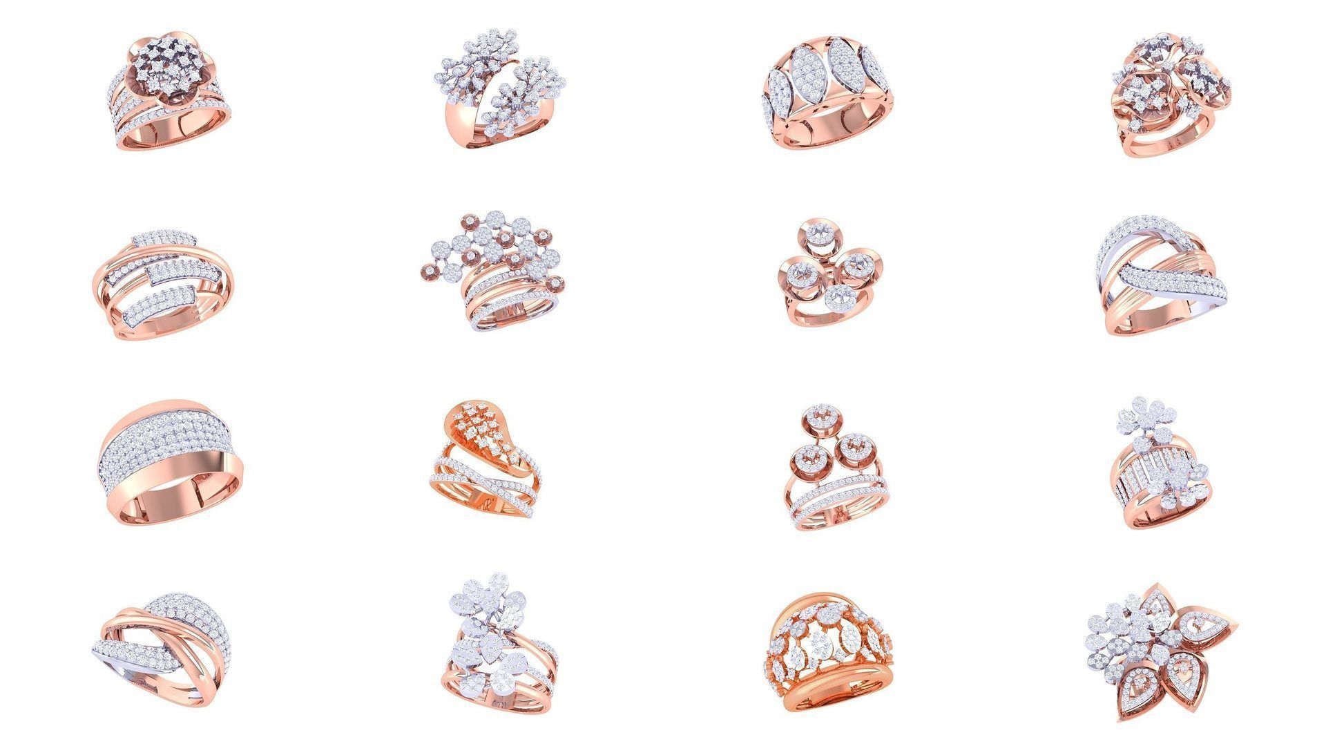 1077 High Jewelry Diamond Cocktail Ring 3dm stl obj renders 3D Model Collection_97