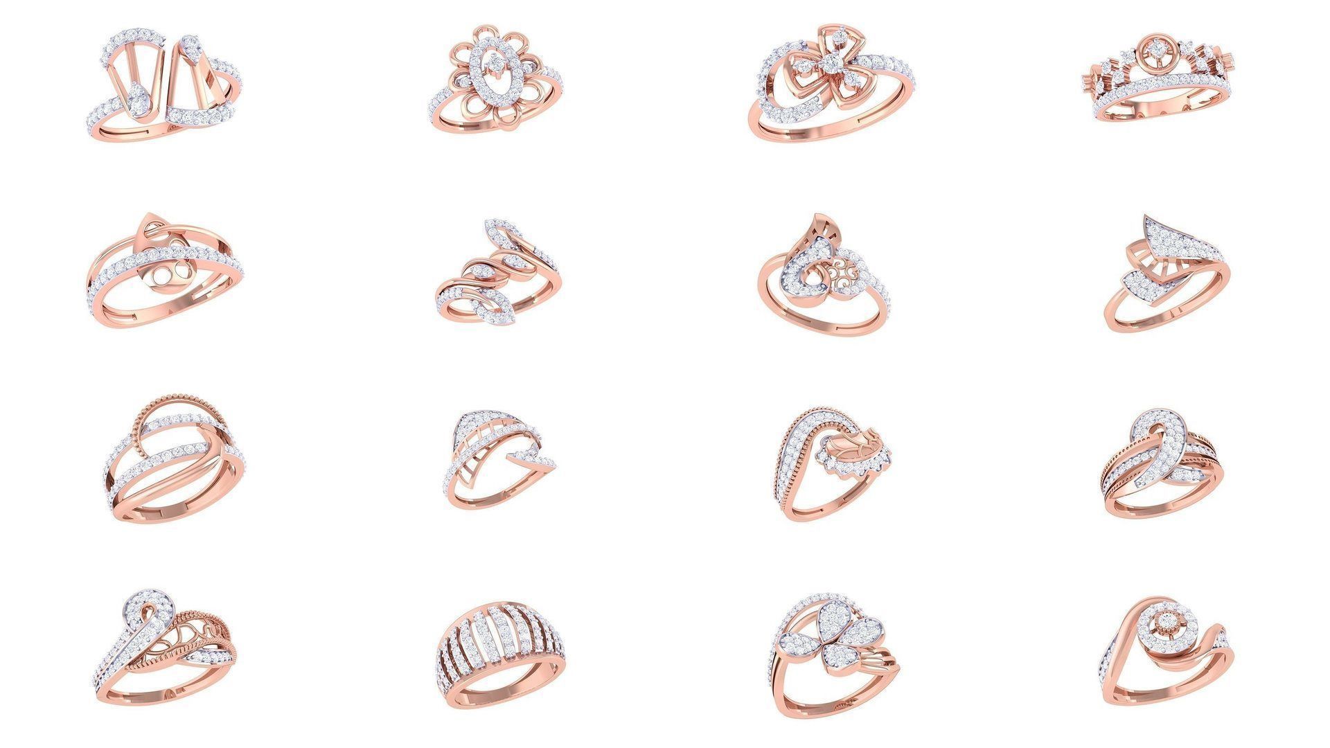 1077 High Jewelry Diamond Cocktail Ring 3dm stl obj renders 3D Model Collection_141