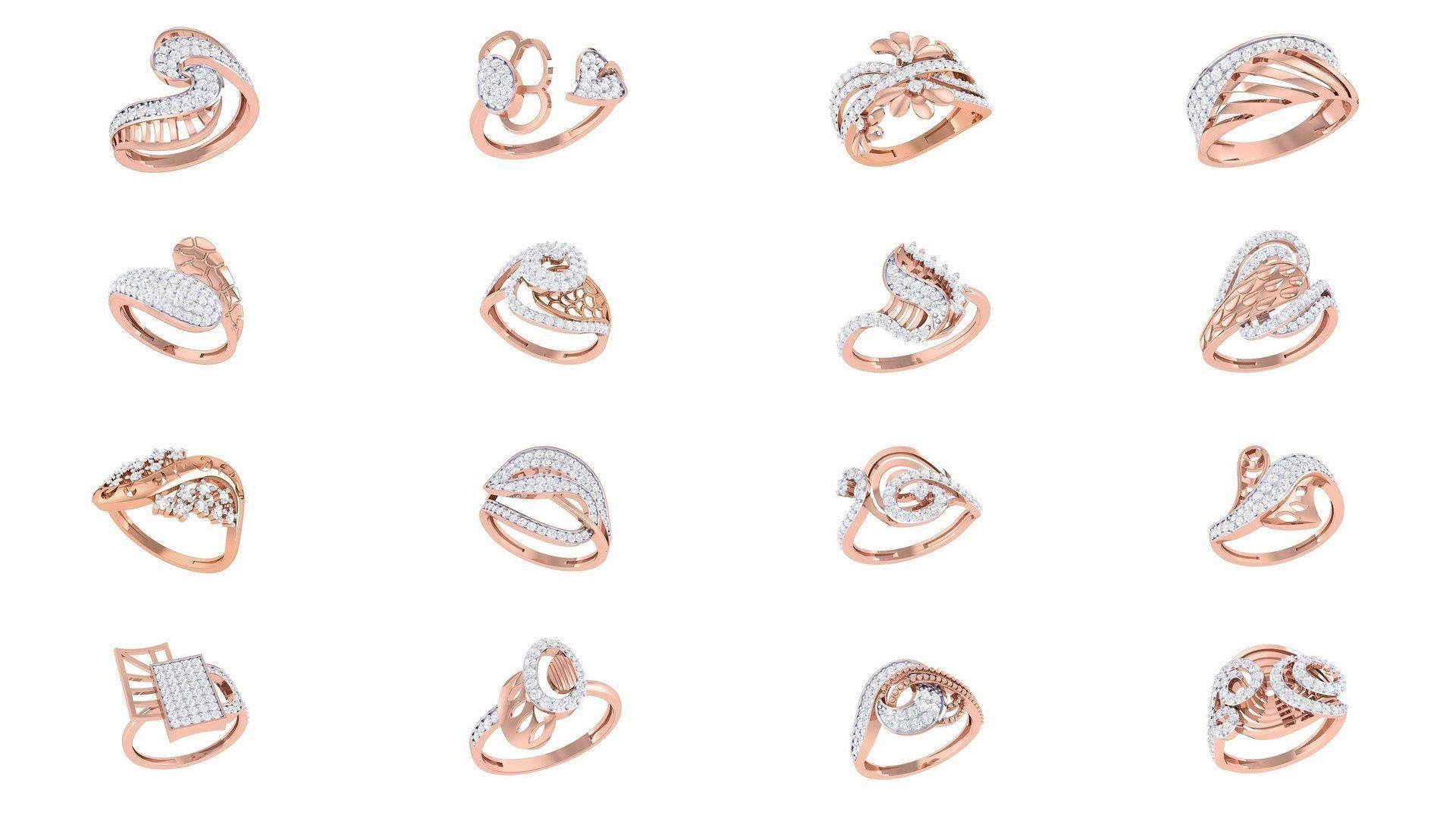 1077 High Jewelry Diamond Cocktail Ring 3dm stl obj renders 3D Model Collection_143