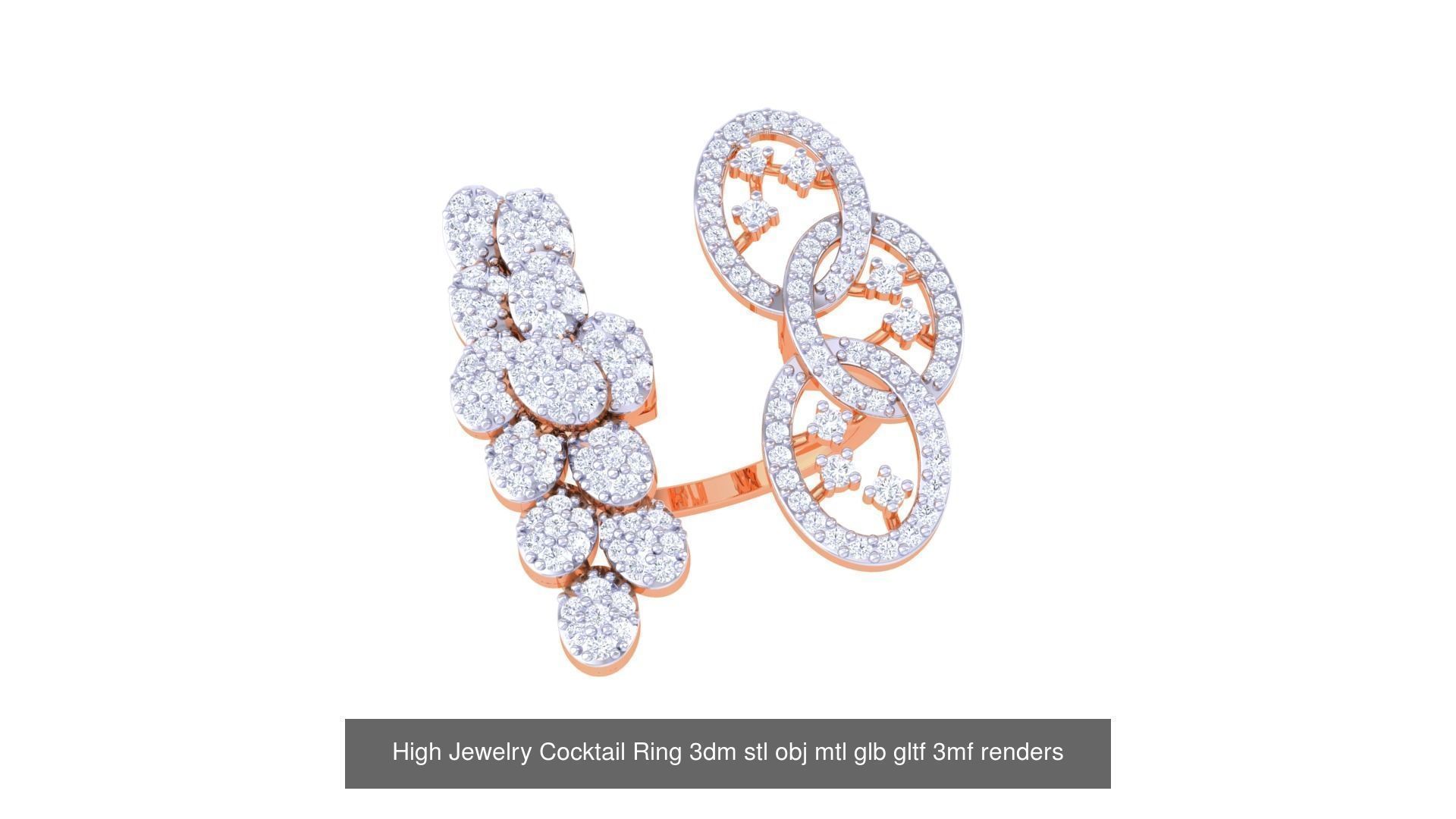 1077 High Jewelry Diamond Cocktail Ring 3dm stl obj renders 3D Model Collection_150