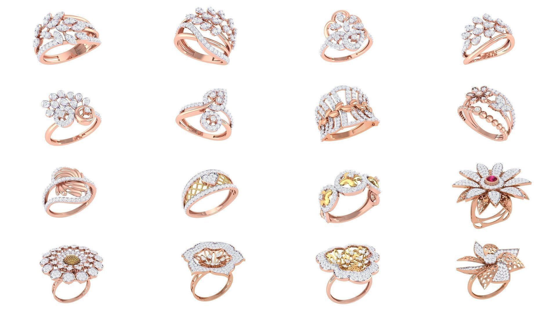 1077 High Jewelry Diamond Cocktail Ring 3dm stl obj renders 3D Model Collection_45