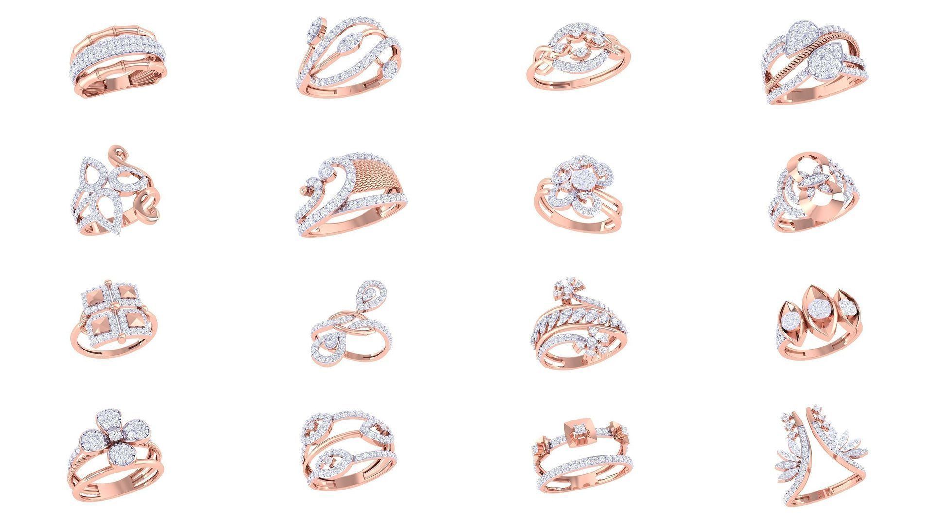 1077 High Jewelry Diamond Cocktail Ring 3dm stl obj renders 3D Model Collection_161