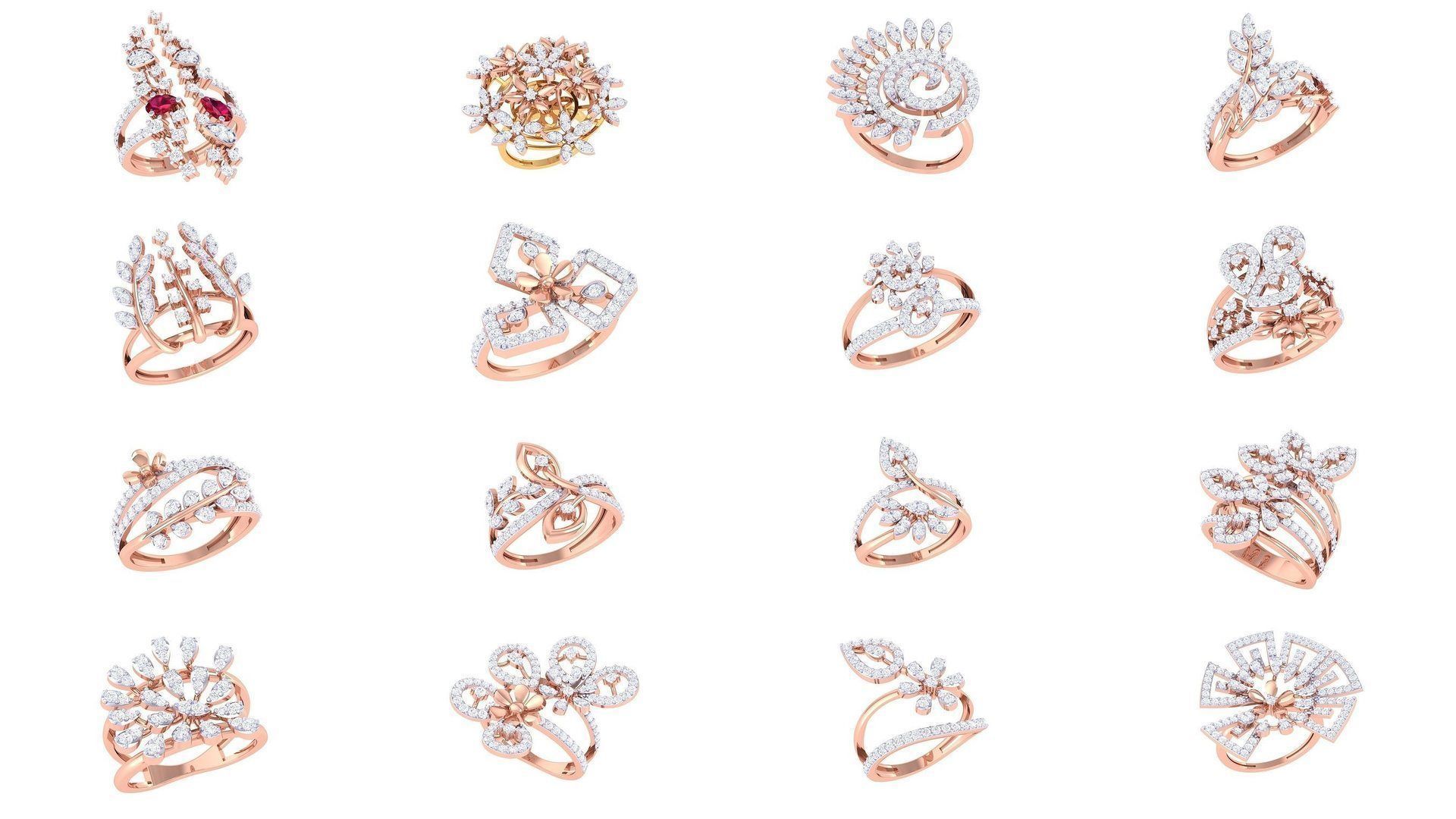 1077 High Jewelry Diamond Cocktail Ring 3dm stl obj renders 3D Model Collection_38