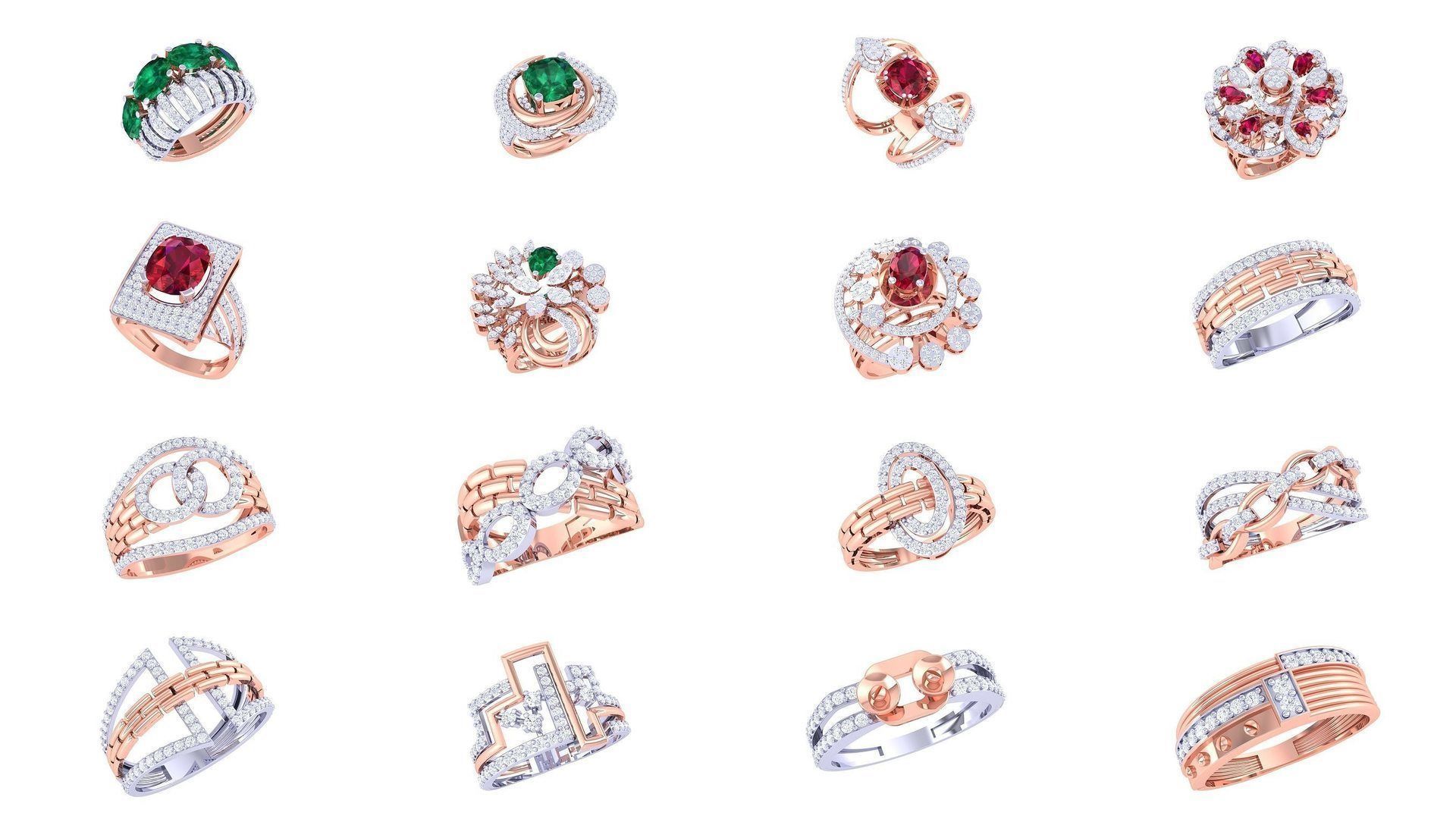 1077 High Jewelry Diamond Cocktail Ring 3dm stl obj renders 3D Model Collection_11