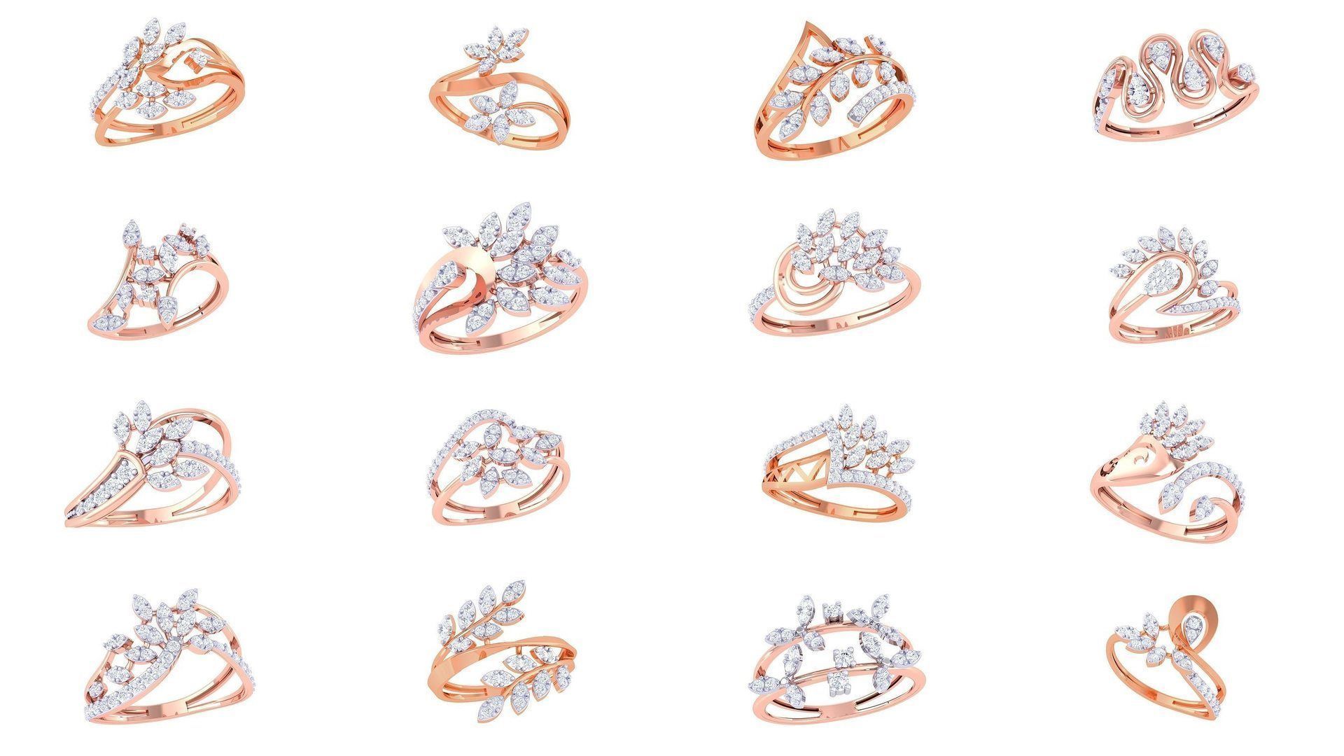 1077 High Jewelry Diamond Cocktail Ring 3dm stl obj renders 3D Model Collection_6