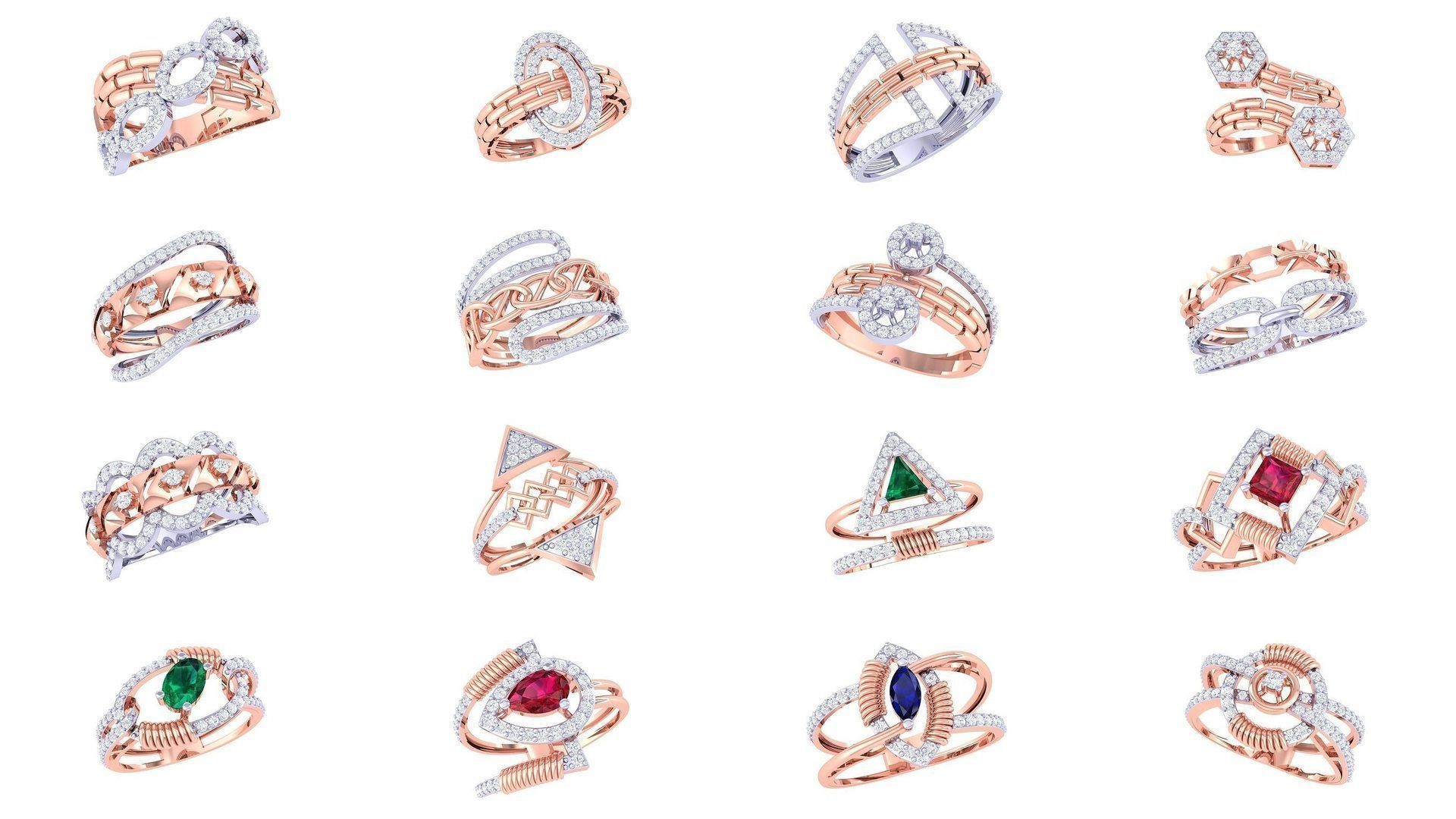 1077 High Jewelry Diamond Cocktail Ring 3dm stl obj renders 3D Model Collection_14