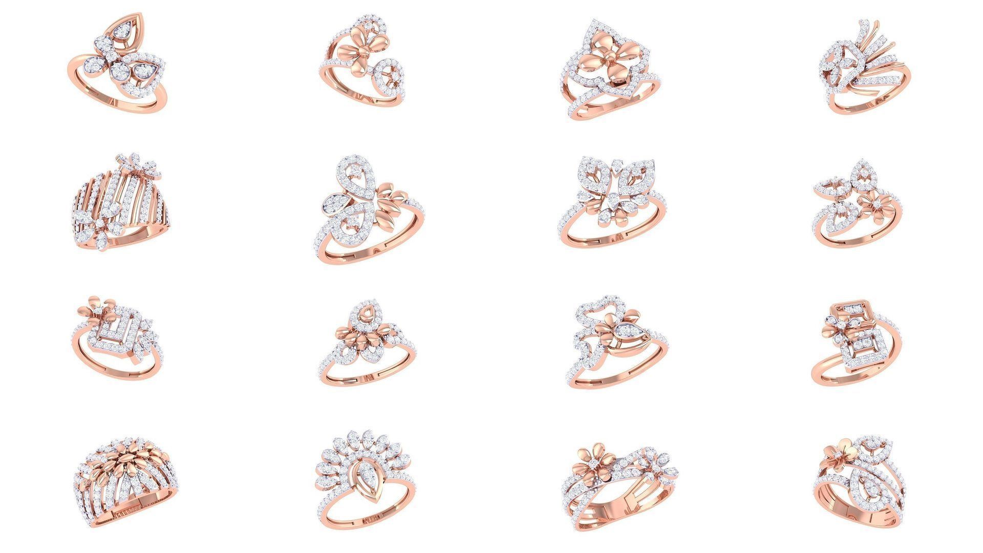 1077 High Jewelry Diamond Cocktail Ring 3dm stl obj renders 3D Model Collection_41