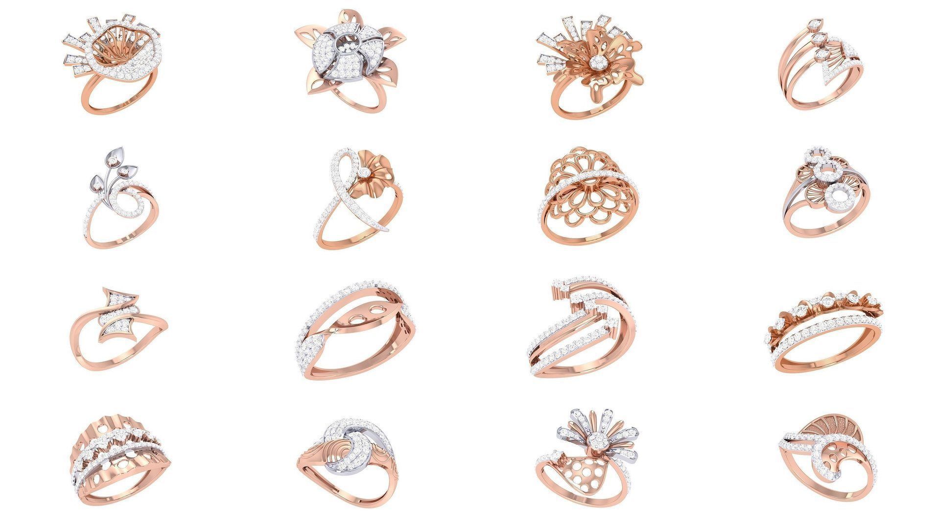 1077 High Jewelry Diamond Cocktail Ring 3dm stl obj renders 3D Model Collection_69