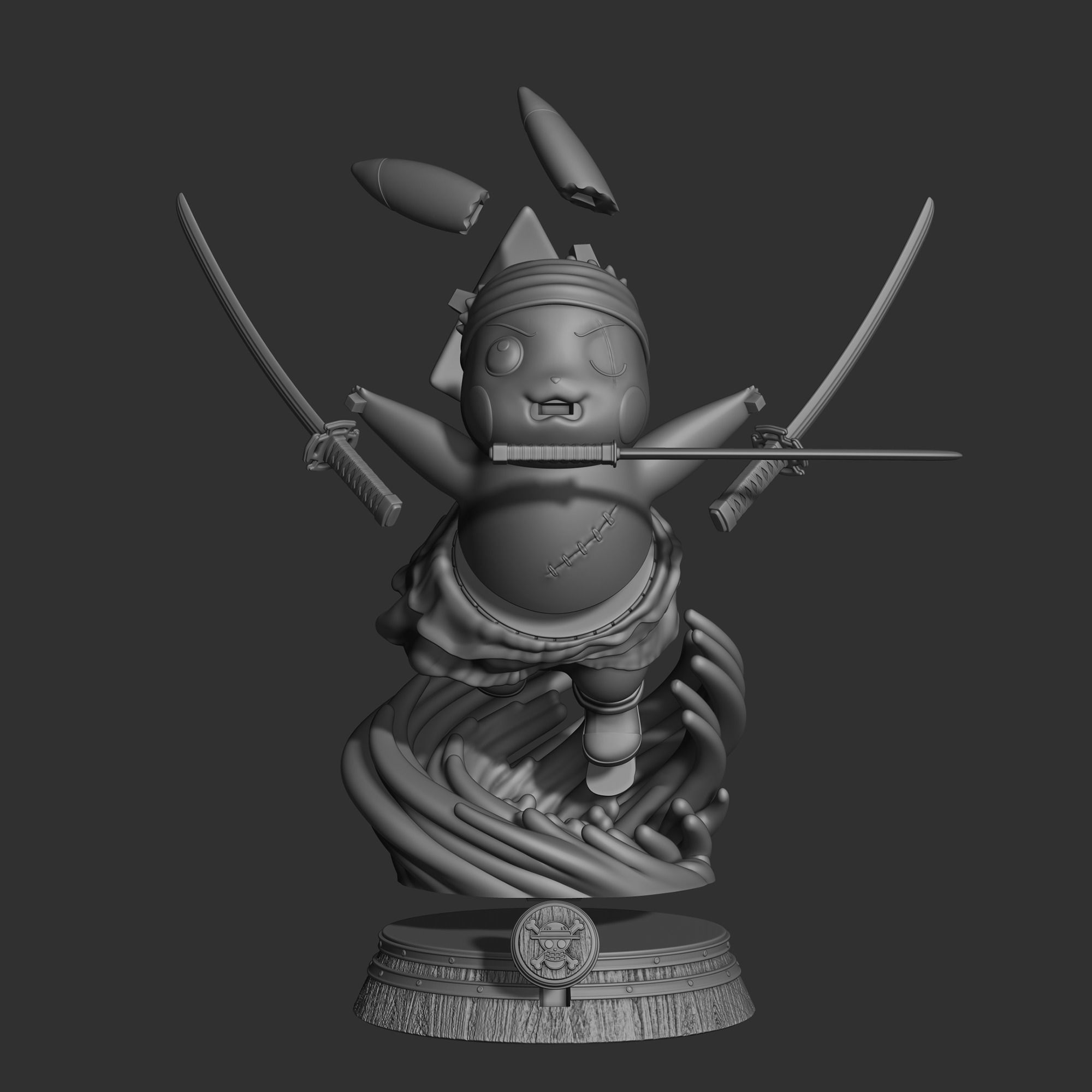 PIKACHU ZORO POKEMON ONE PIECE - BUST 3D print model_7