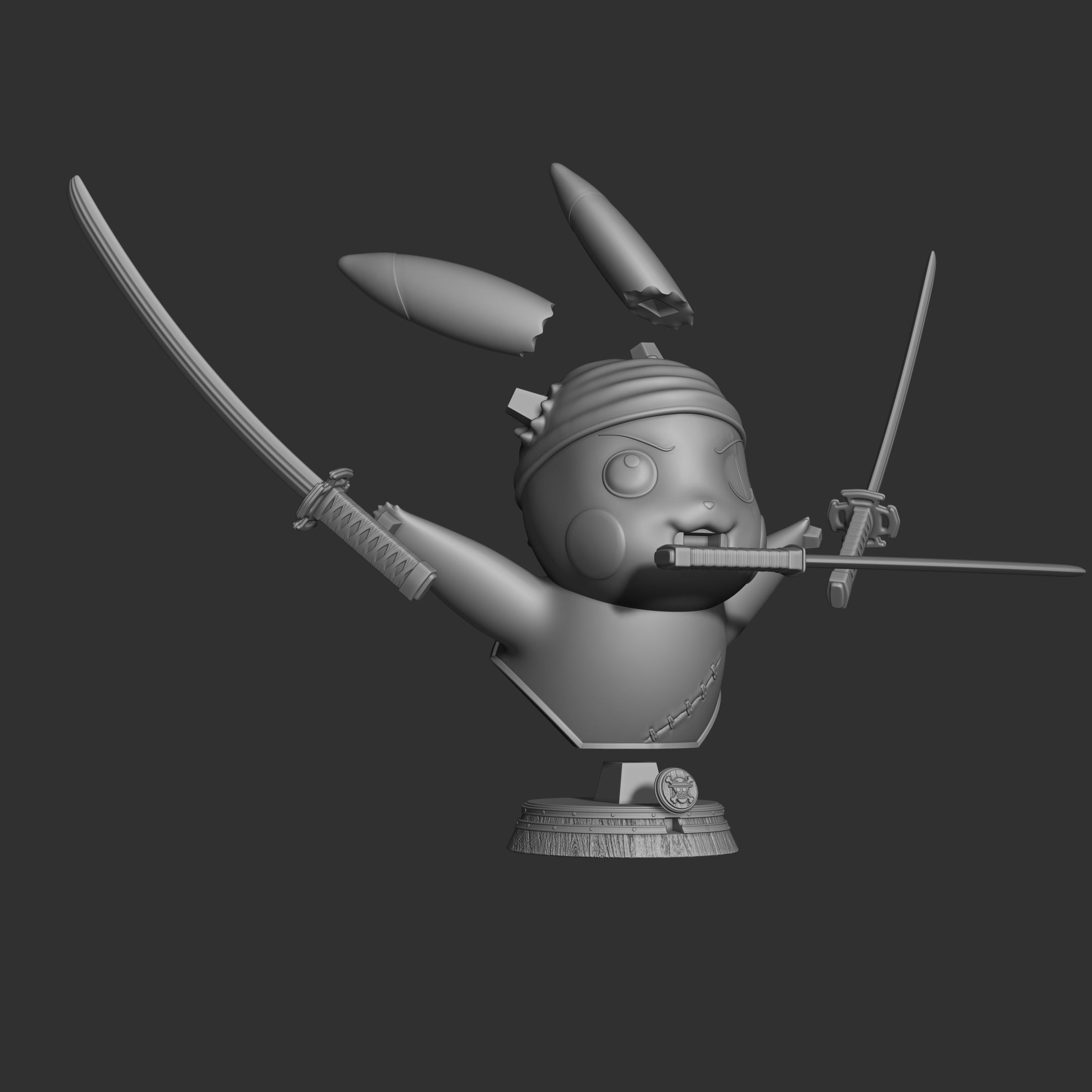 PIKACHU ZORO POKEMON ONE PIECE - BUST 3D print model_12