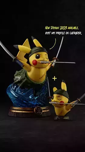 PIKACHU ZORO POKEMON ONE PIECE - BUST 3D print model