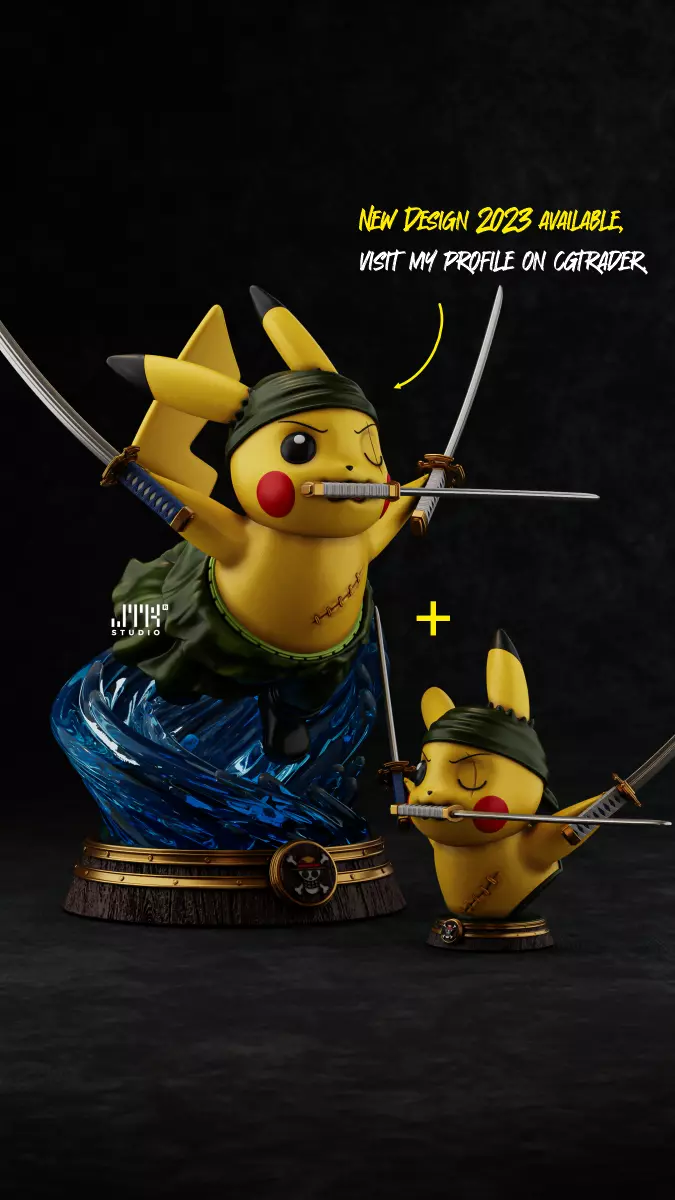 PIKACHU ZORO POKEMON ONE PIECE - BUST 3D print model_0