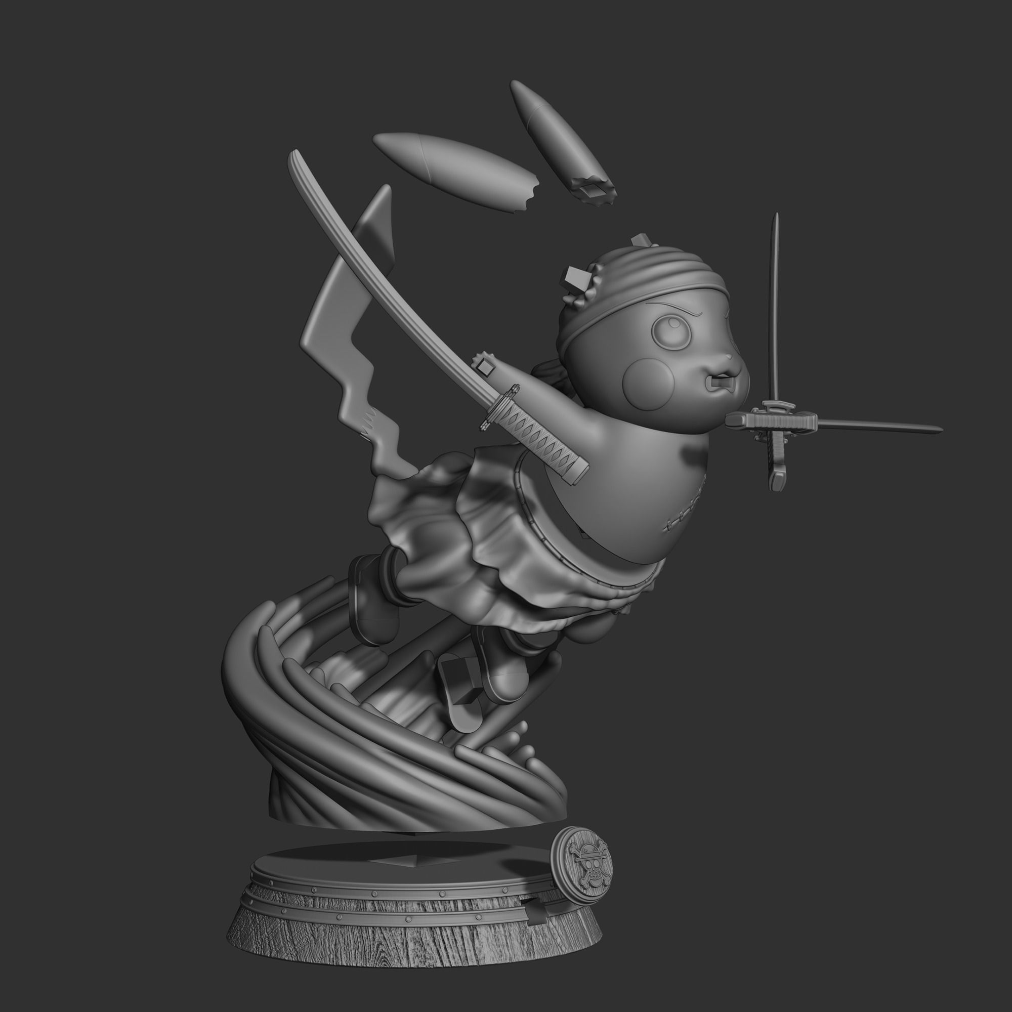 PIKACHU ZORO POKEMON ONE PIECE - BUST 3D print model_8