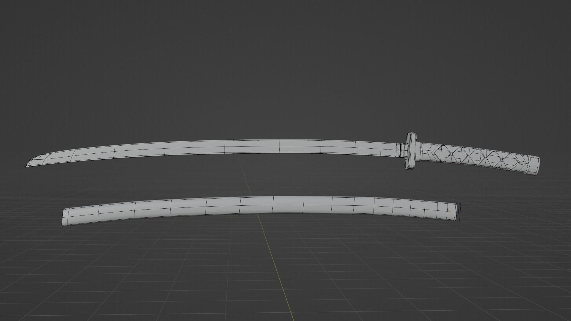 Red style Katana 3D model_2