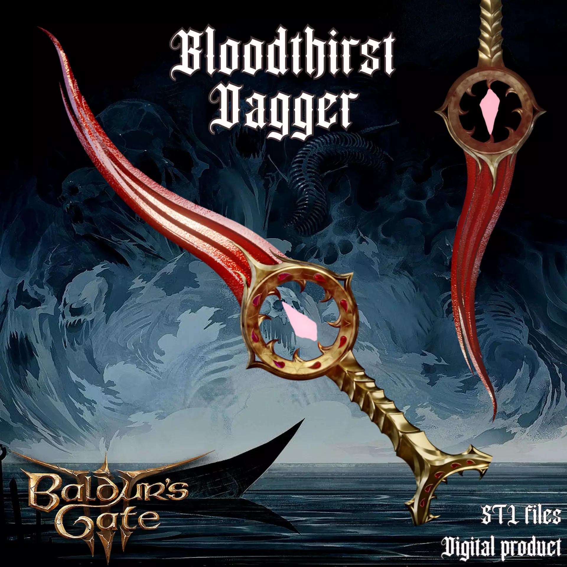 Bloodthirst Dagger Baldurs Gate 3 3D print model_0