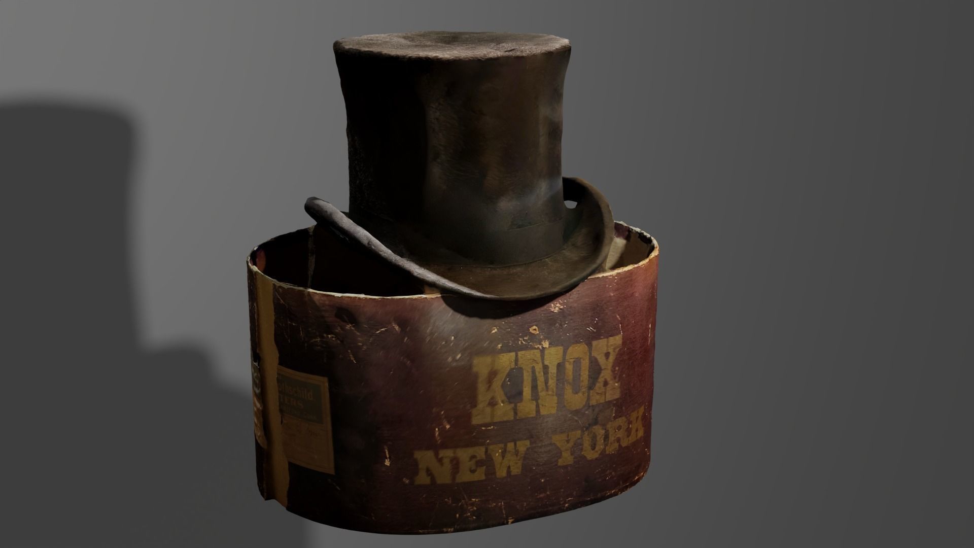 Top Hat and Hat box Model Low-poly 3D model_2