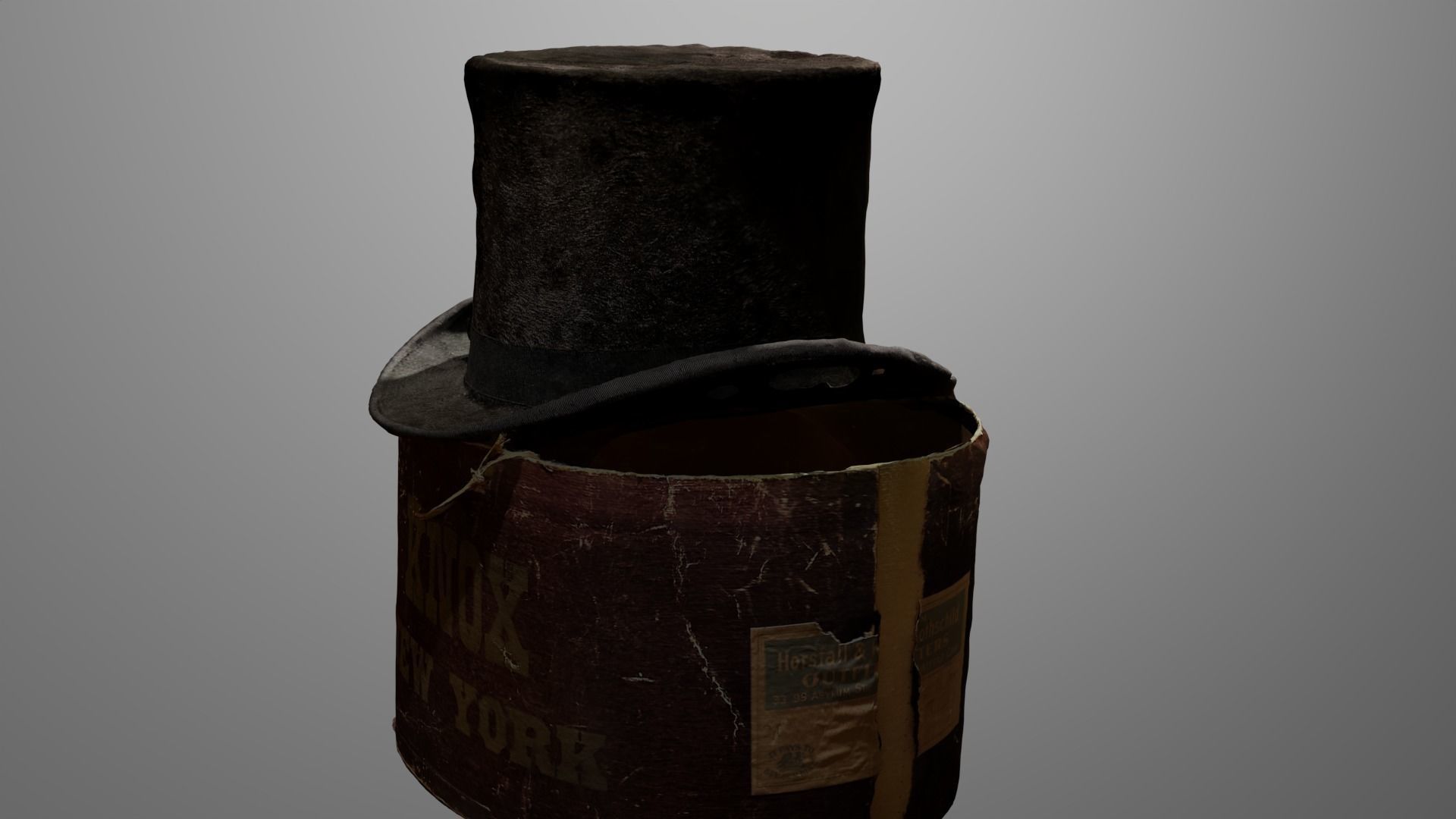 Top Hat and Hat box Model Low-poly 3D model_3