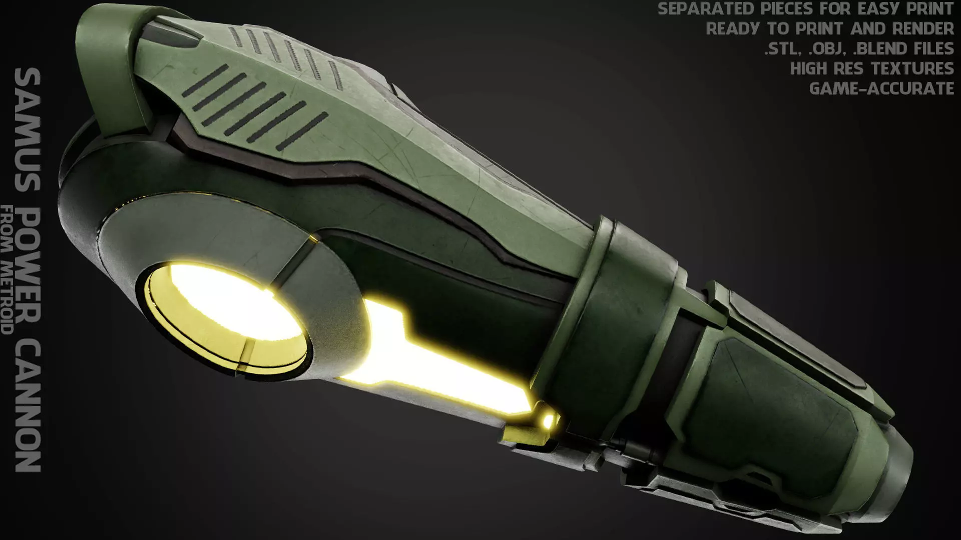 Metroid Samus Aran Power Cannon for Cosplay 3D print model_0