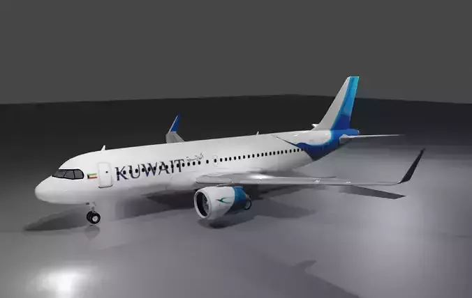 Kuwait airways Airbus a320neo 3d model Low-poly 3D model